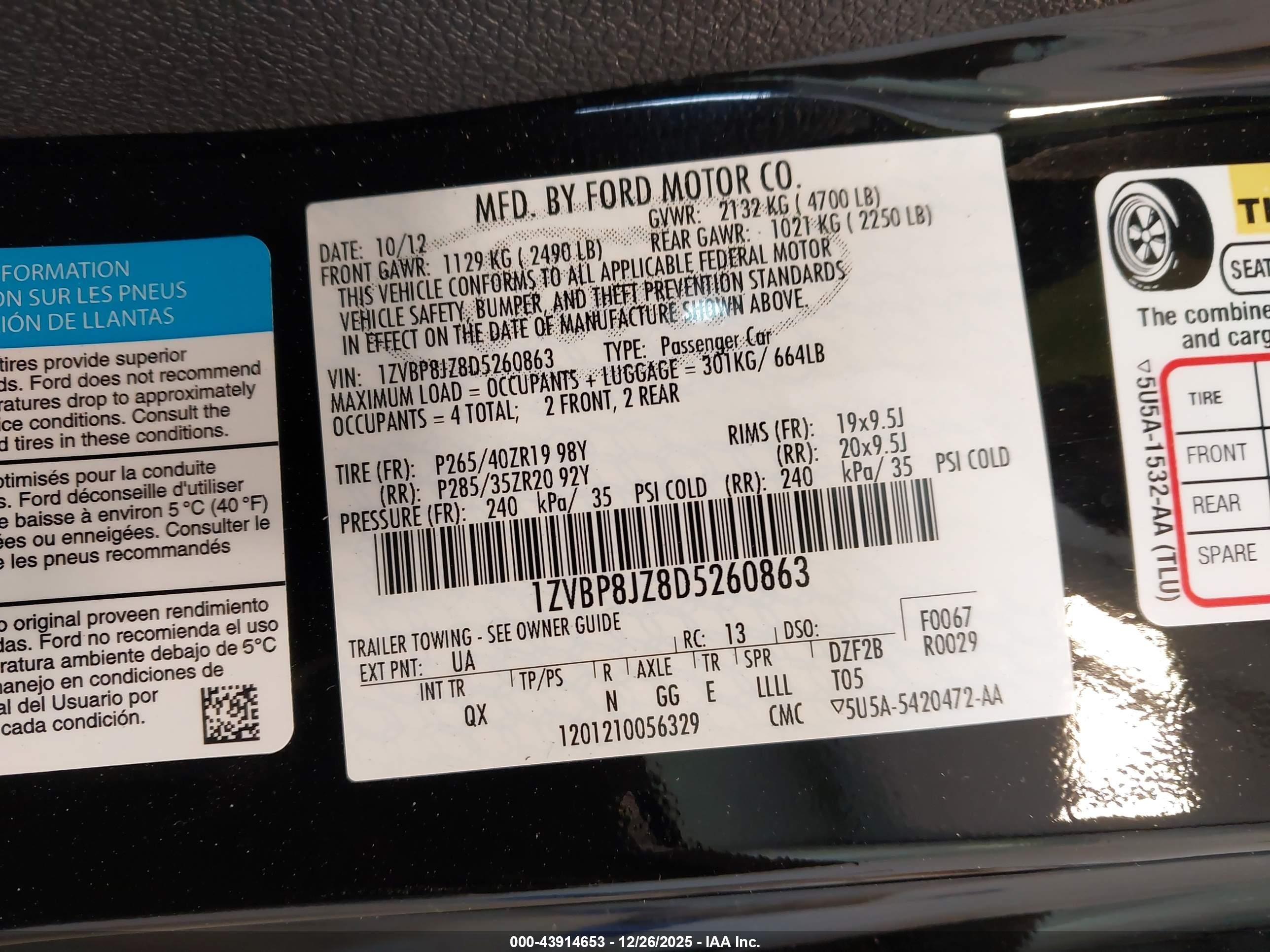 2013 Ford Shelby Gt500   Black vin: 1ZVBP8JZ8D5260863