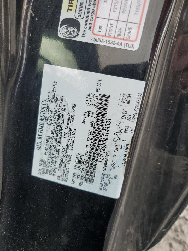 2006 Ford Mustang Black vin: 1ZVFT80N065144331