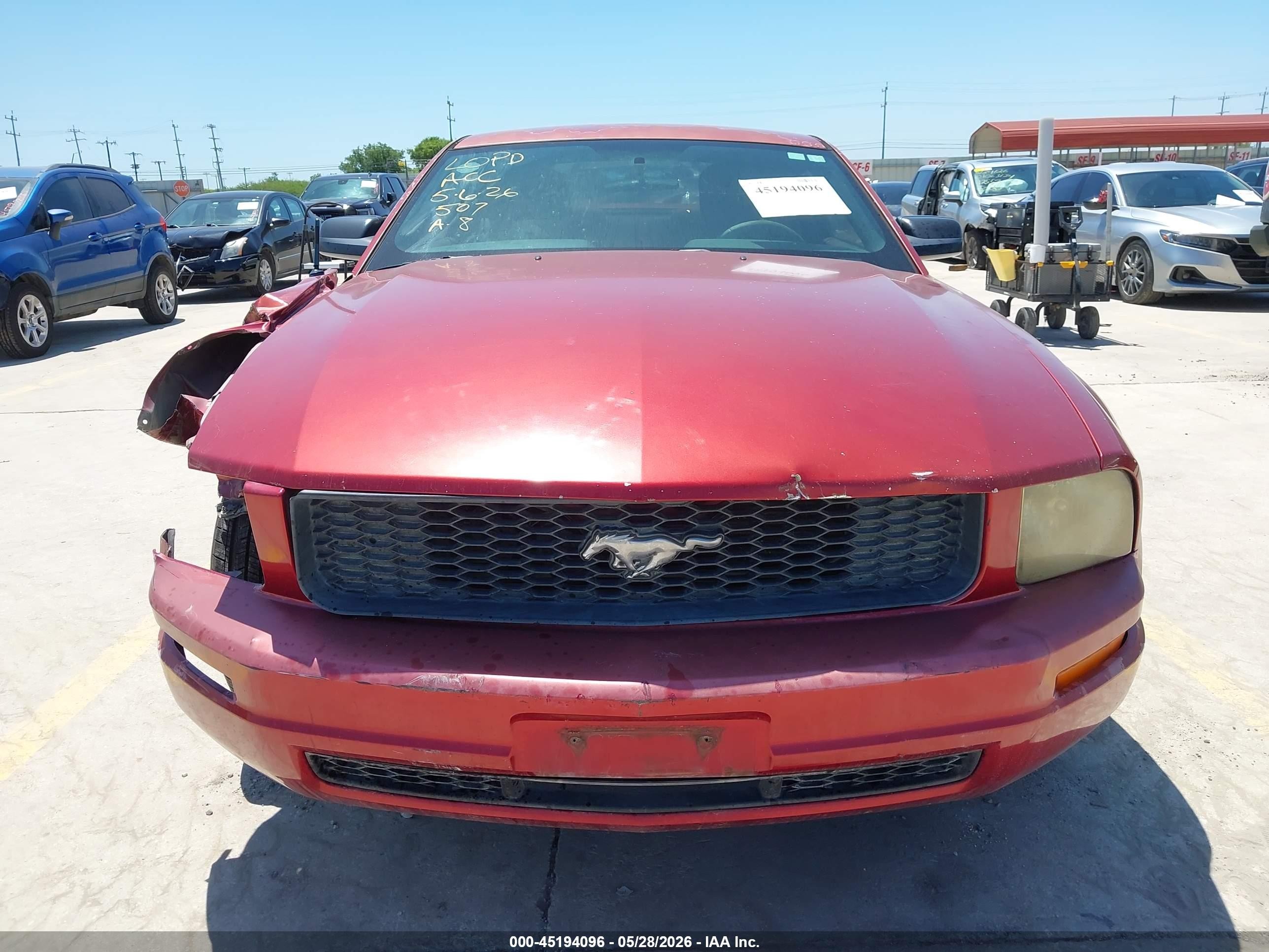 2006 Ford Mustang V6 Red vin: 1ZVFT80N165239481