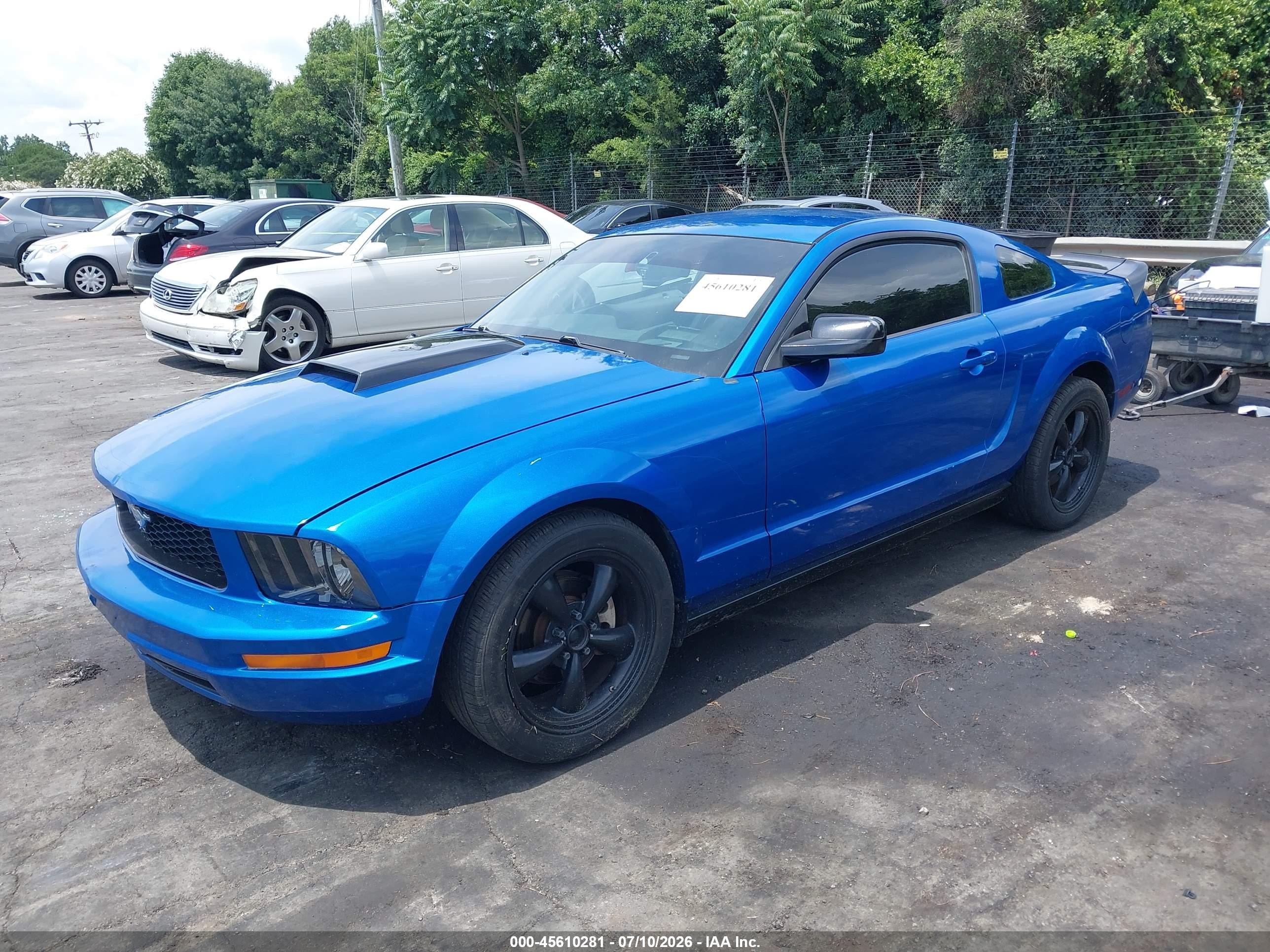 2007 Ford Mustang V6 Deluxe/v6 Premium Blue vin: 1ZVFT80N375240469
