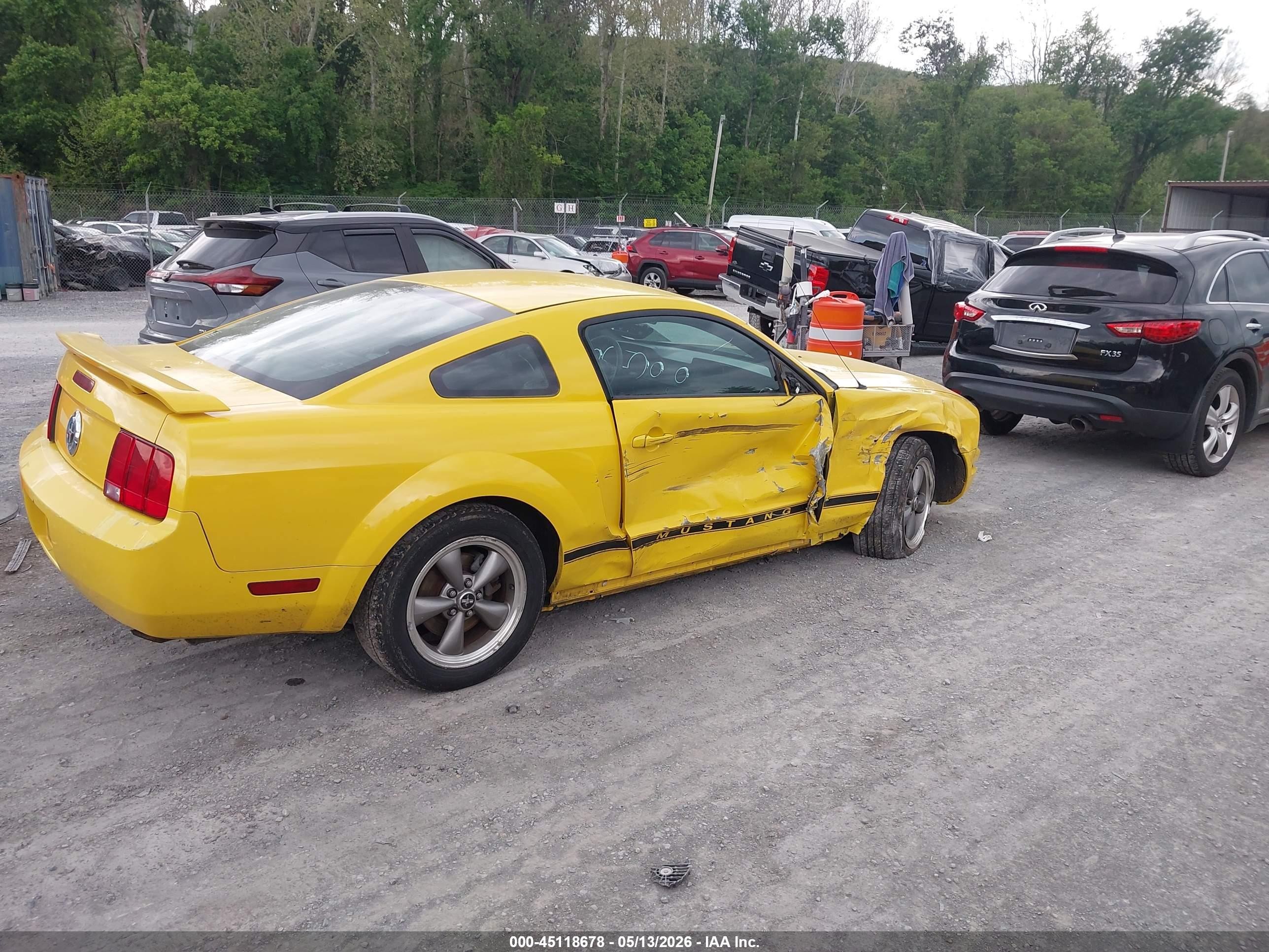 2006 Ford Mustang V6 Yellow vin: 1ZVFT80N565116802
