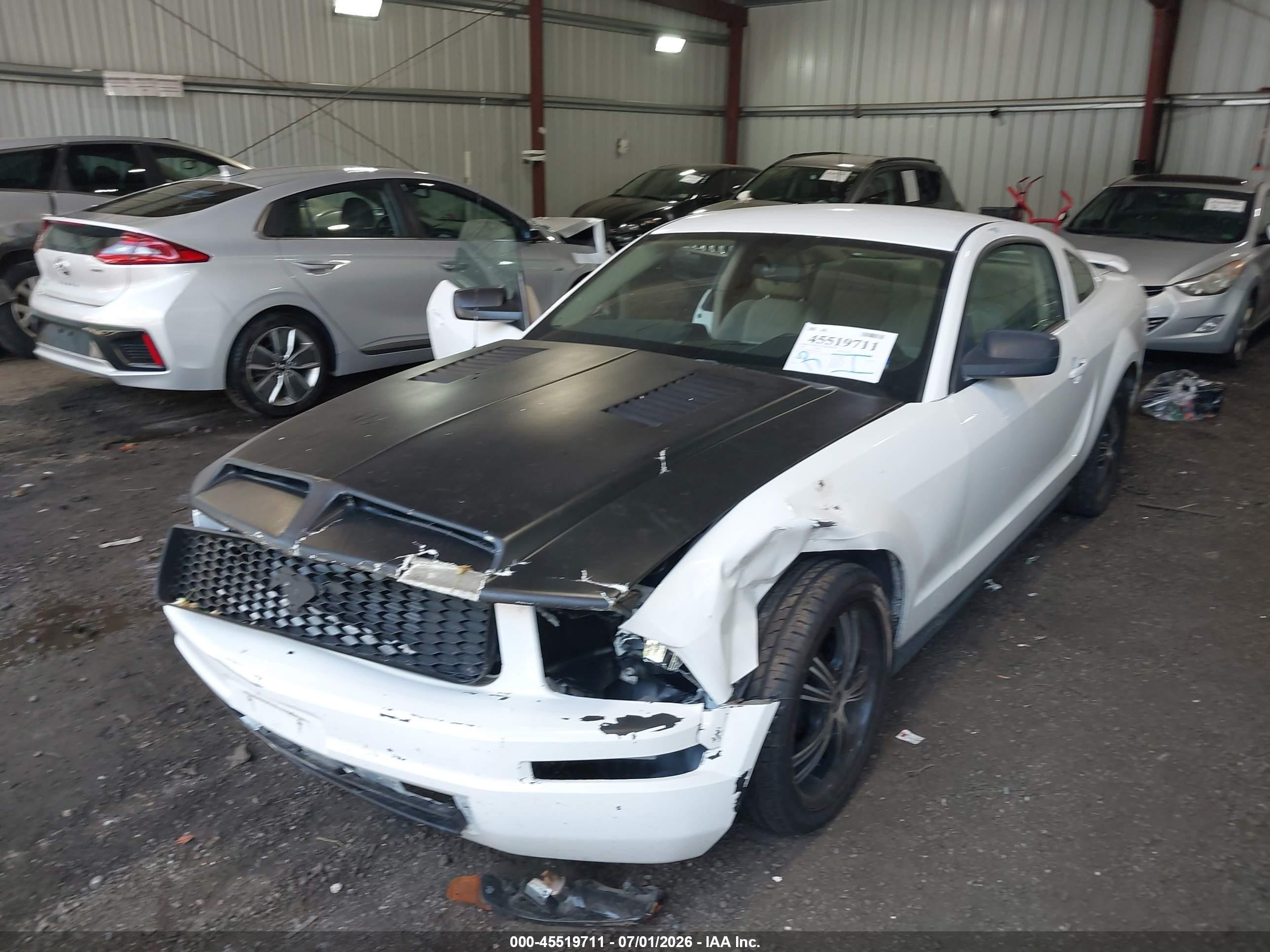 2005 Ford Mustang V6 Deluxe/v6 Premium White vin: 1ZVFT80N655107735