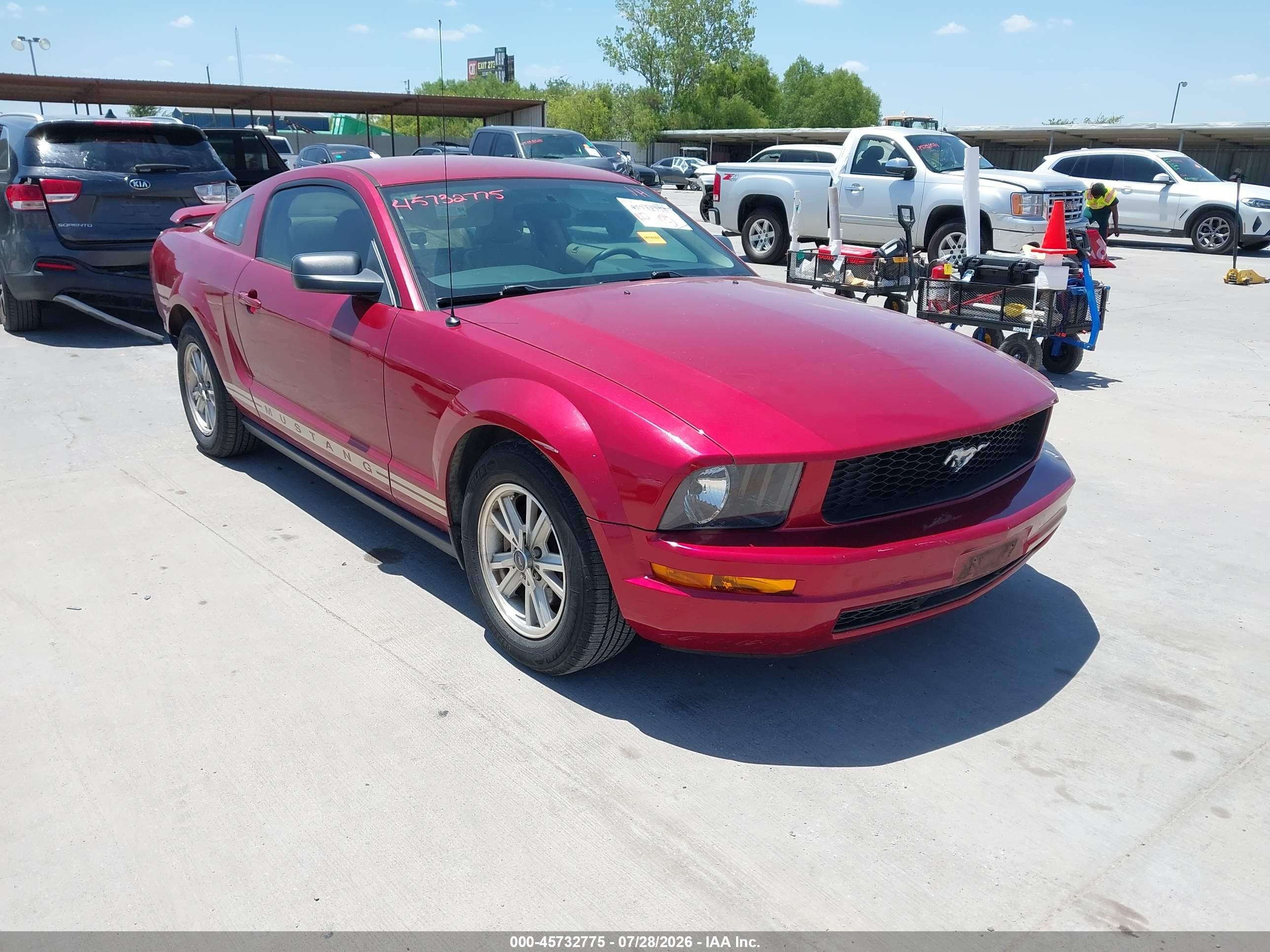 2006 Ford Mustang V6 Red vin: 1ZVFT80N765123735