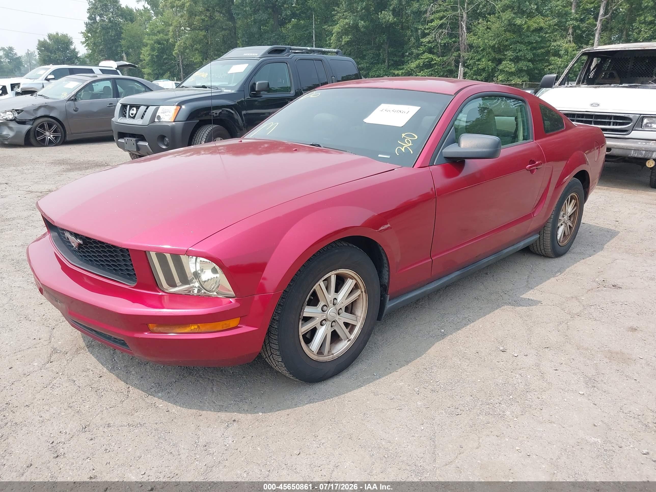 2007 Ford Mustang V6 Deluxe/v6 Premium Red vin: 1ZVFT80N775337142