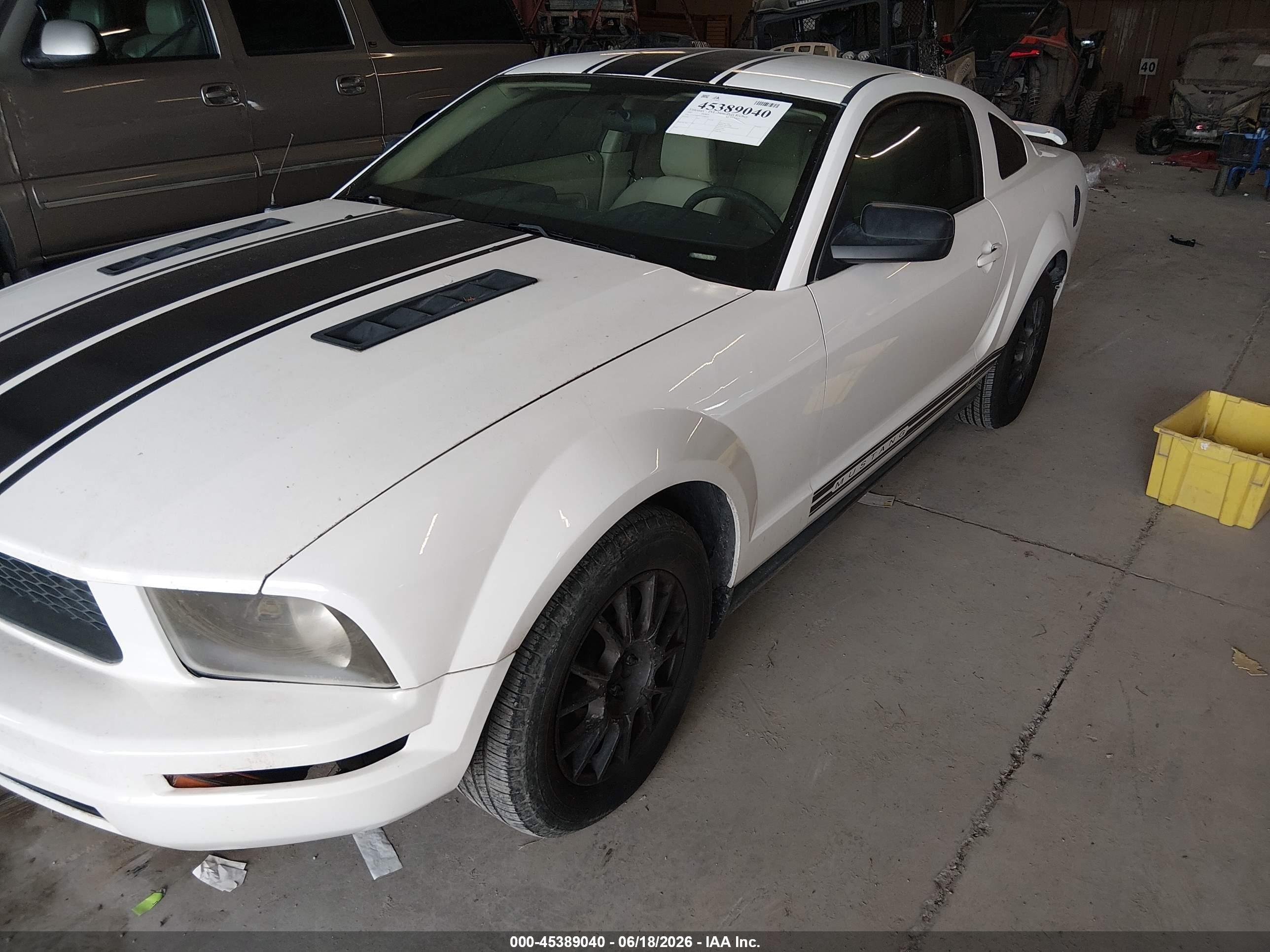 2007 Ford Mustang V6 Deluxe/v6 Premium White vin: 1ZVFT80N875198039