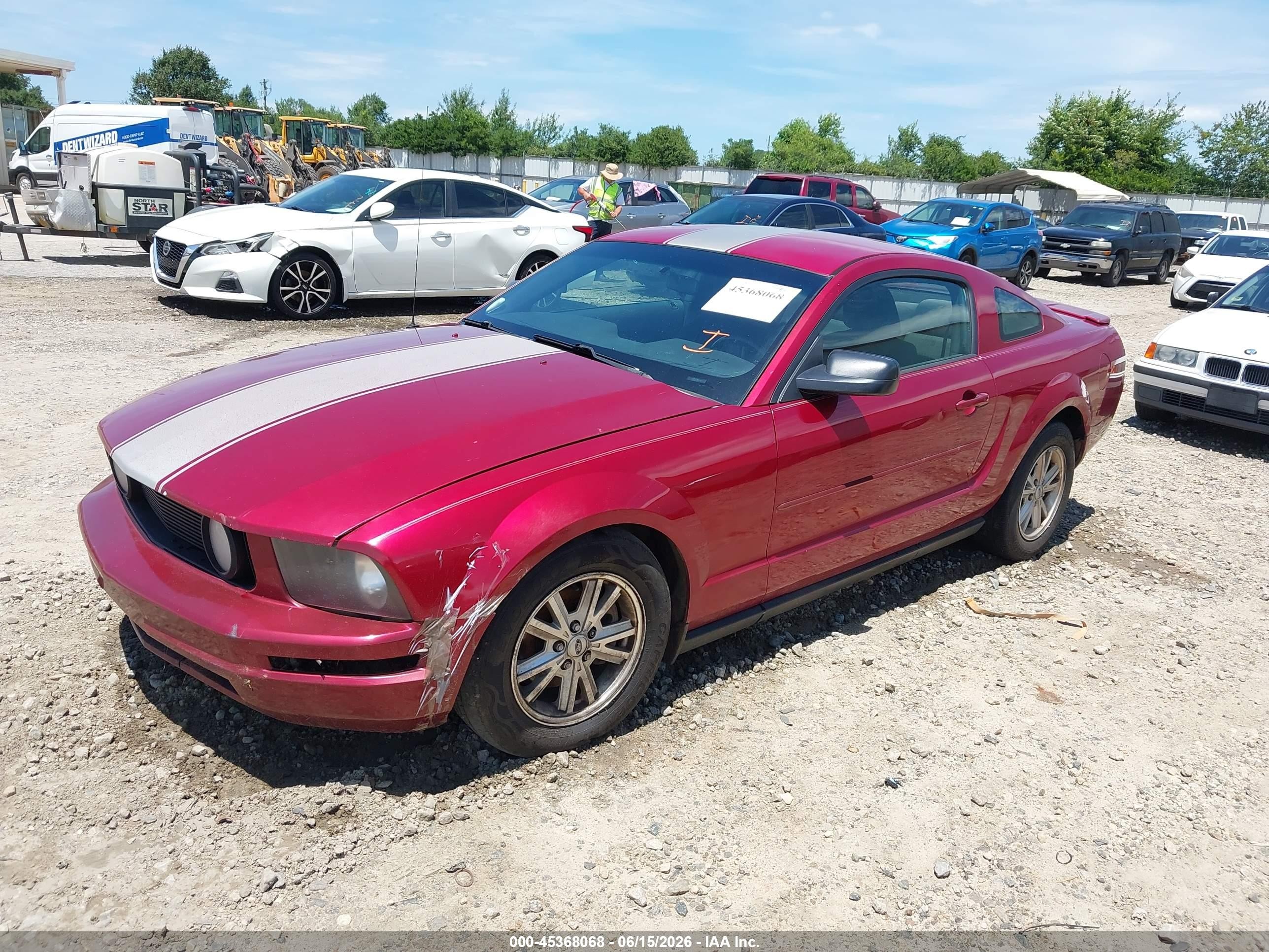2007 Ford Mustang V6 Deluxe/v6 Premium Red vin: 1ZVFT80N875251936