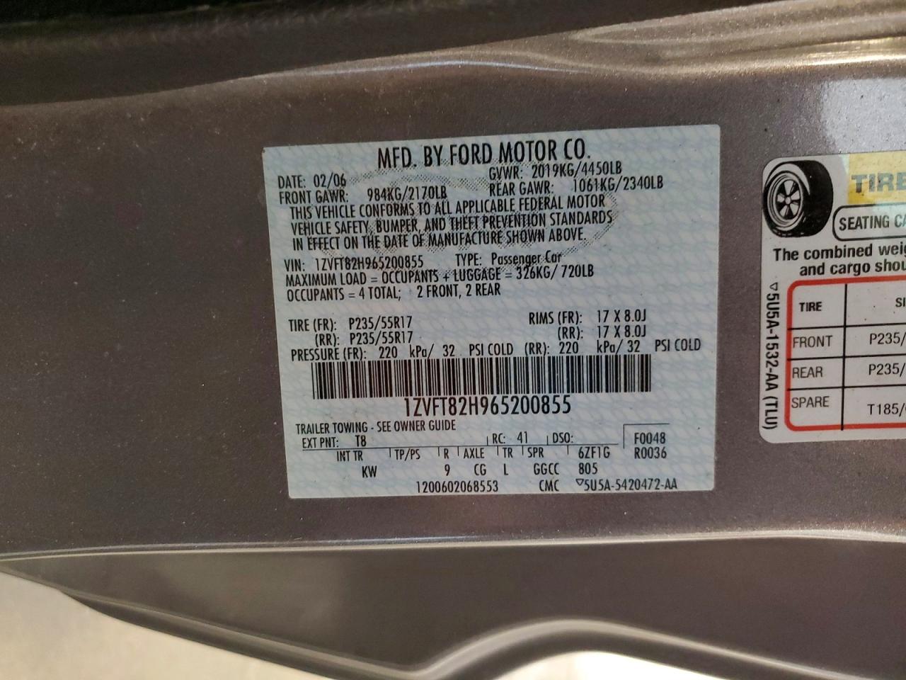 2006 Ford Mustang Gt Gray vin: 1ZVFT82H965200855