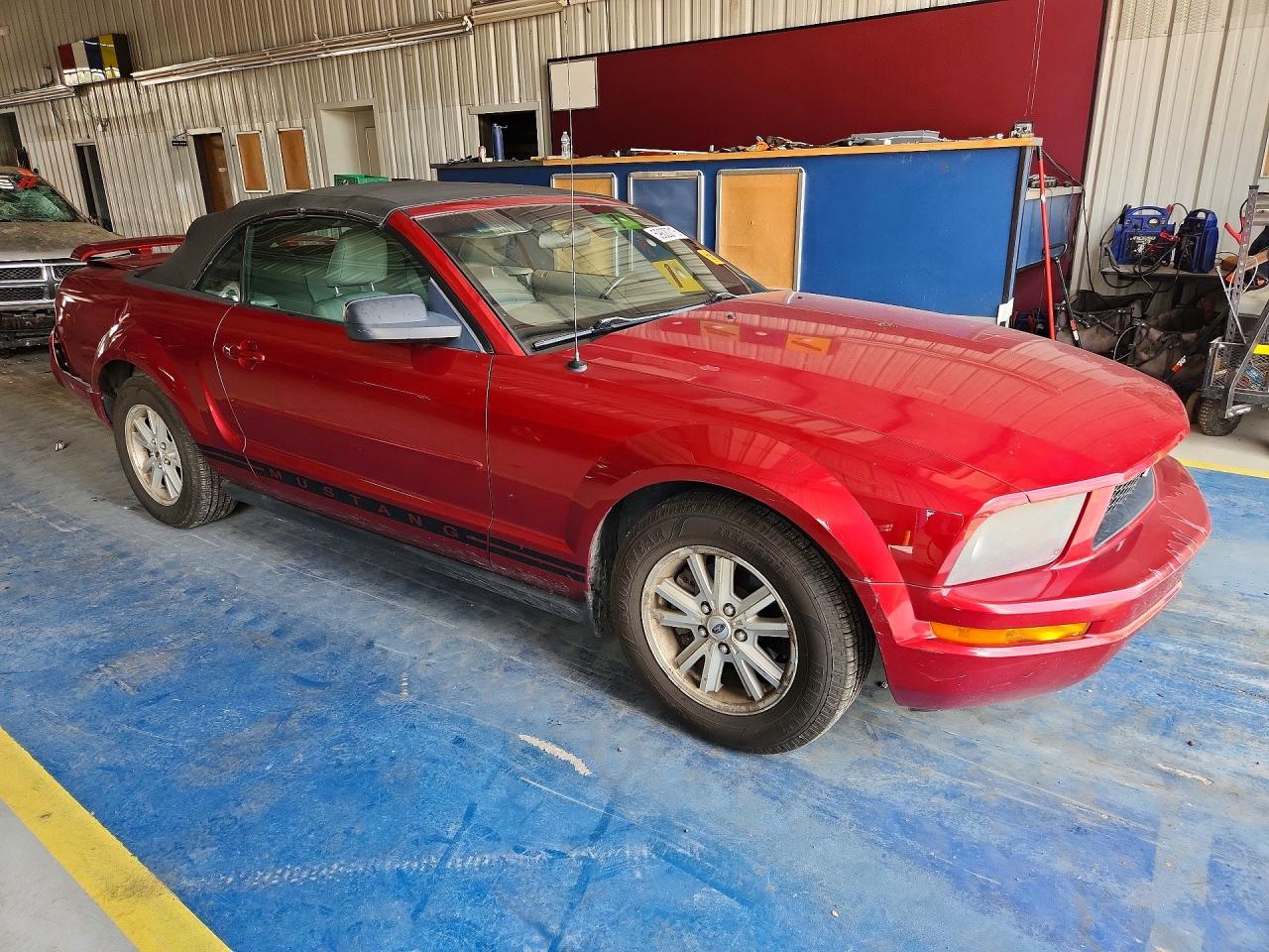 2006 Ford Mustang V6 Convertible Red vin: 1ZVFT84N065224819