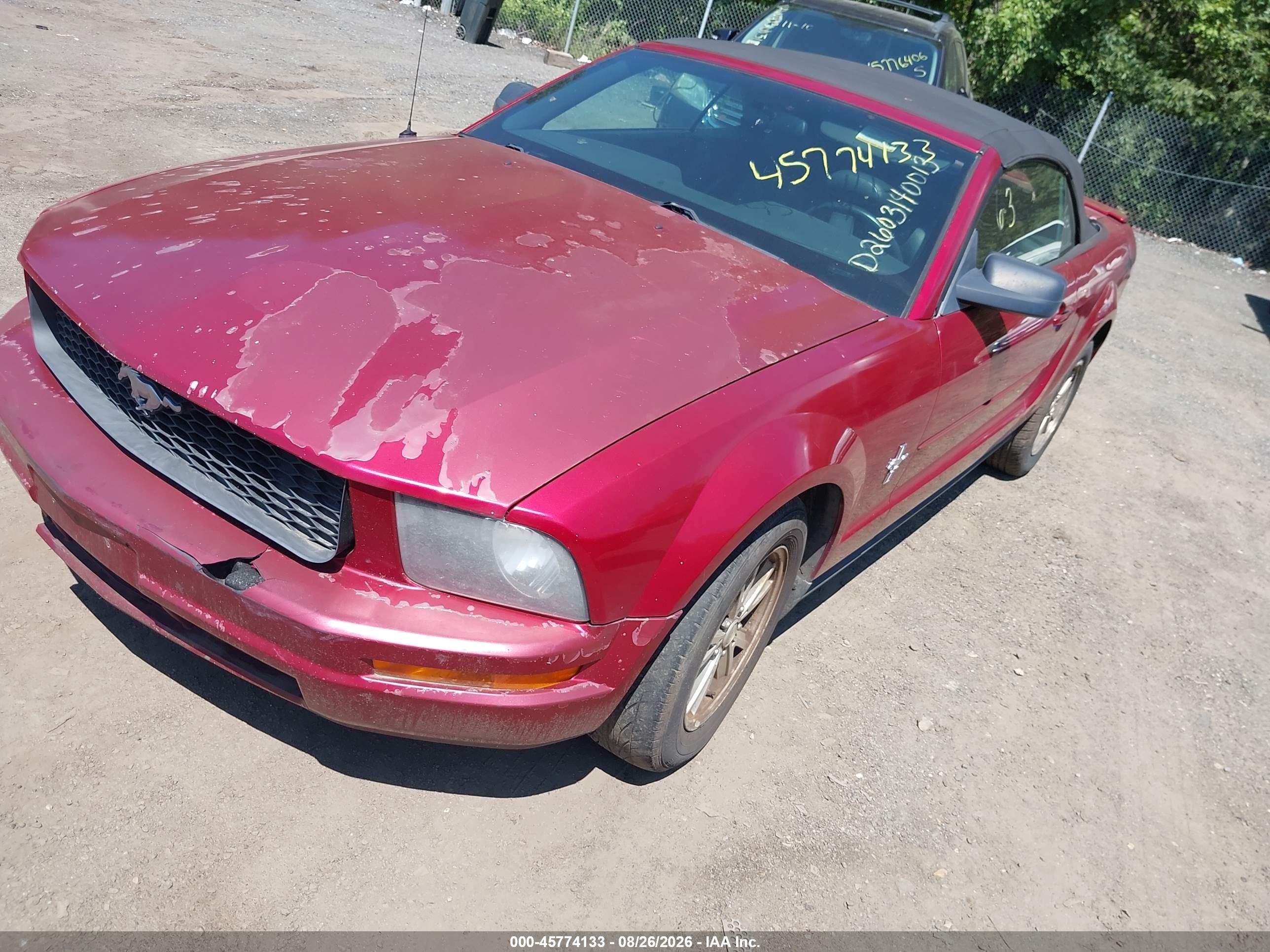 2007 Ford Mustang V6 Deluxe/v6 Premium Бордовый vin: 1ZVFT84N575355178