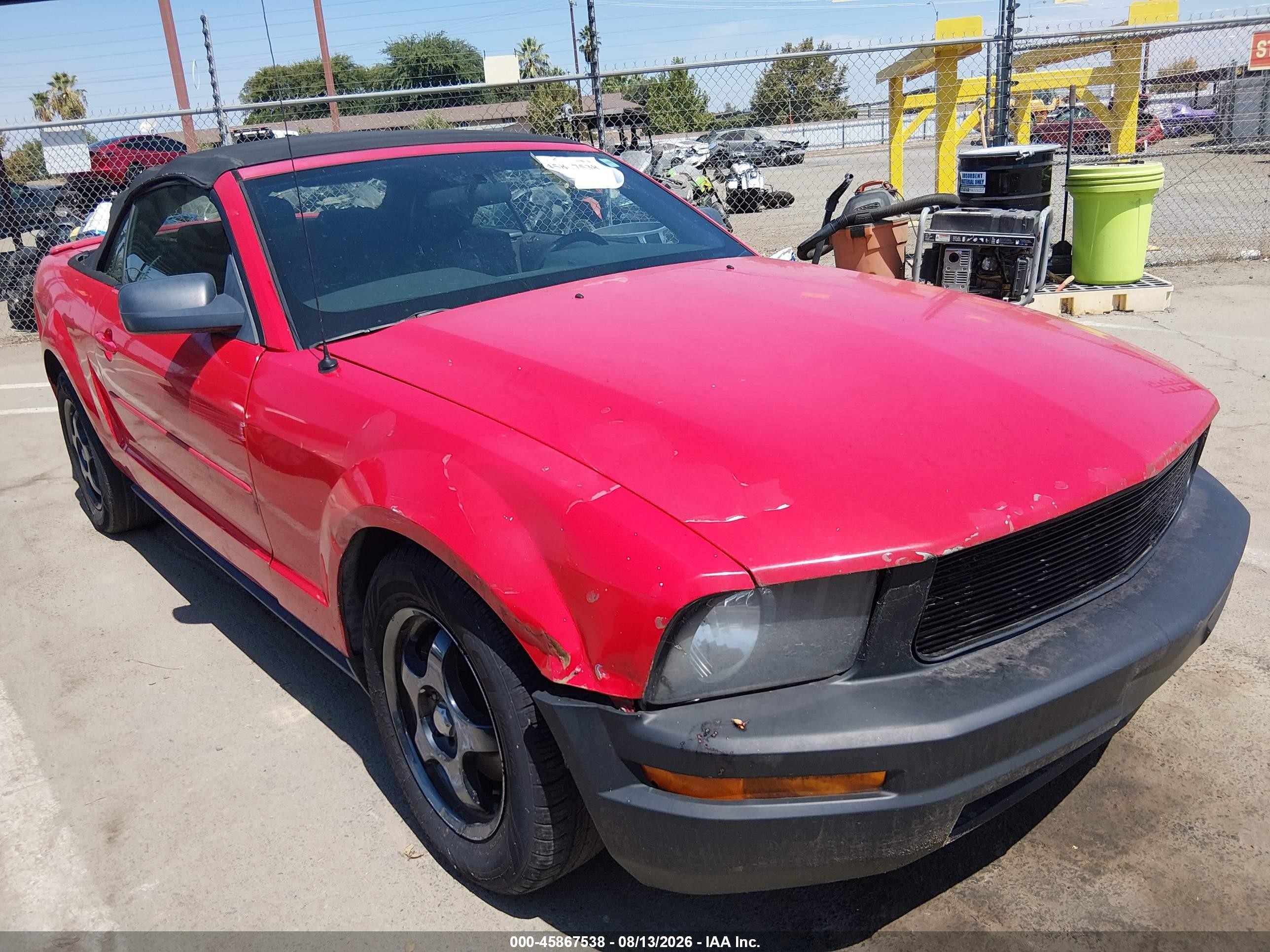 2007 Ford Mustang V6 Deluxe/v6 Premium Red vin: 1ZVFT84N775276594