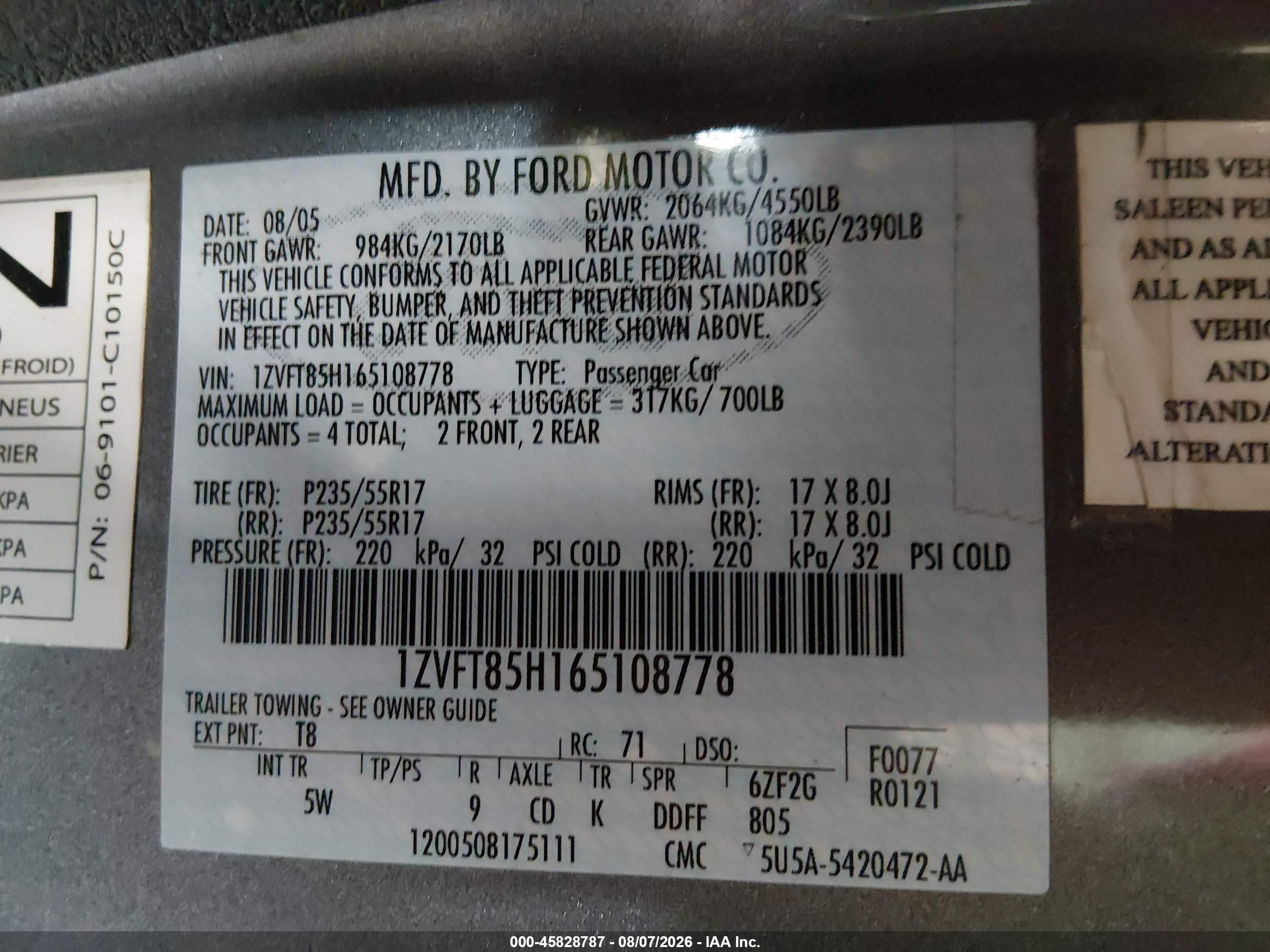 2006 Ford Mustang Gt Gray vin: 1ZVFT85H165108778