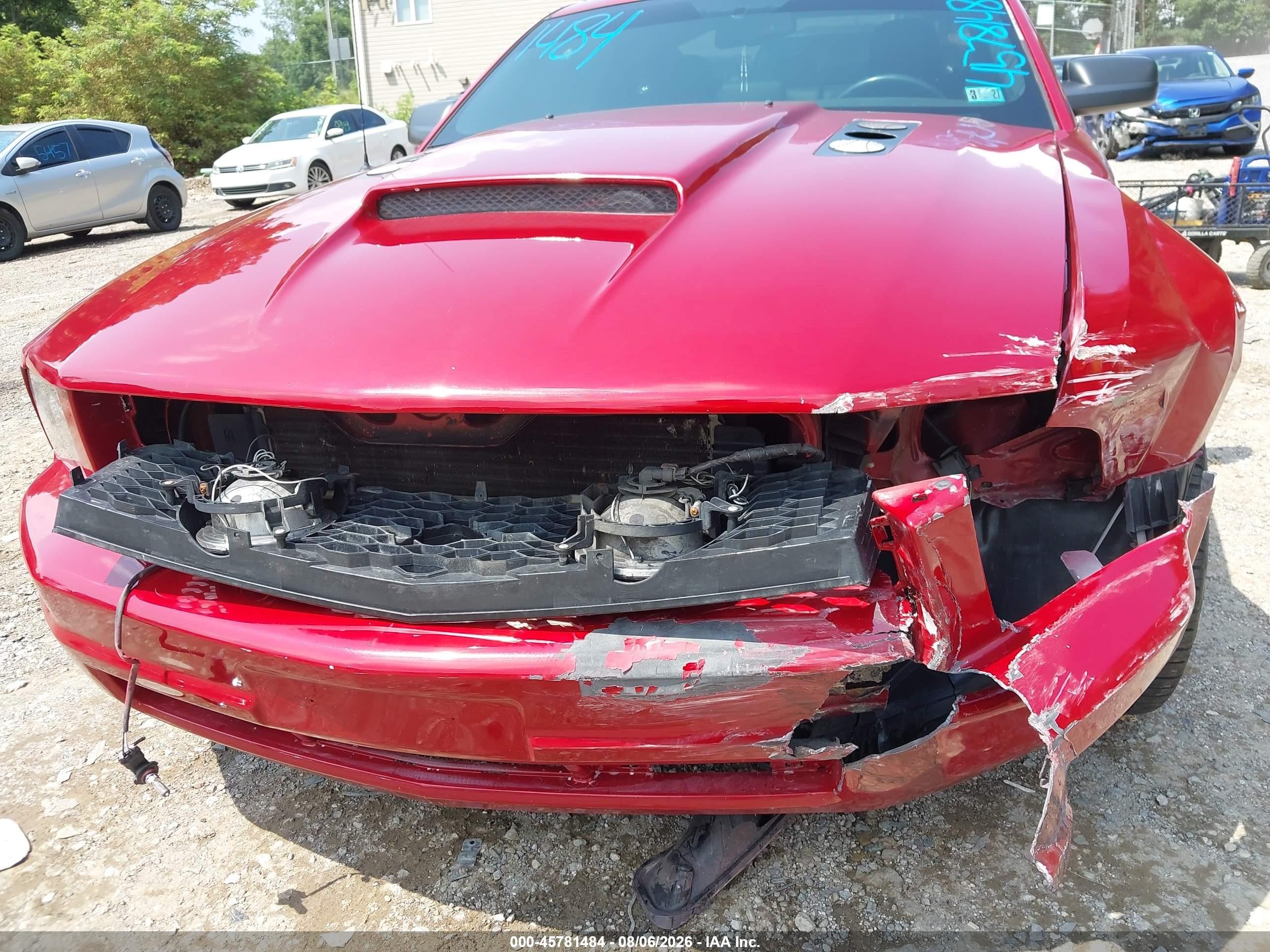 2008 Ford Mustang V6 Deluxe/v6 Premium Red vin: 1ZVHT80N185117120