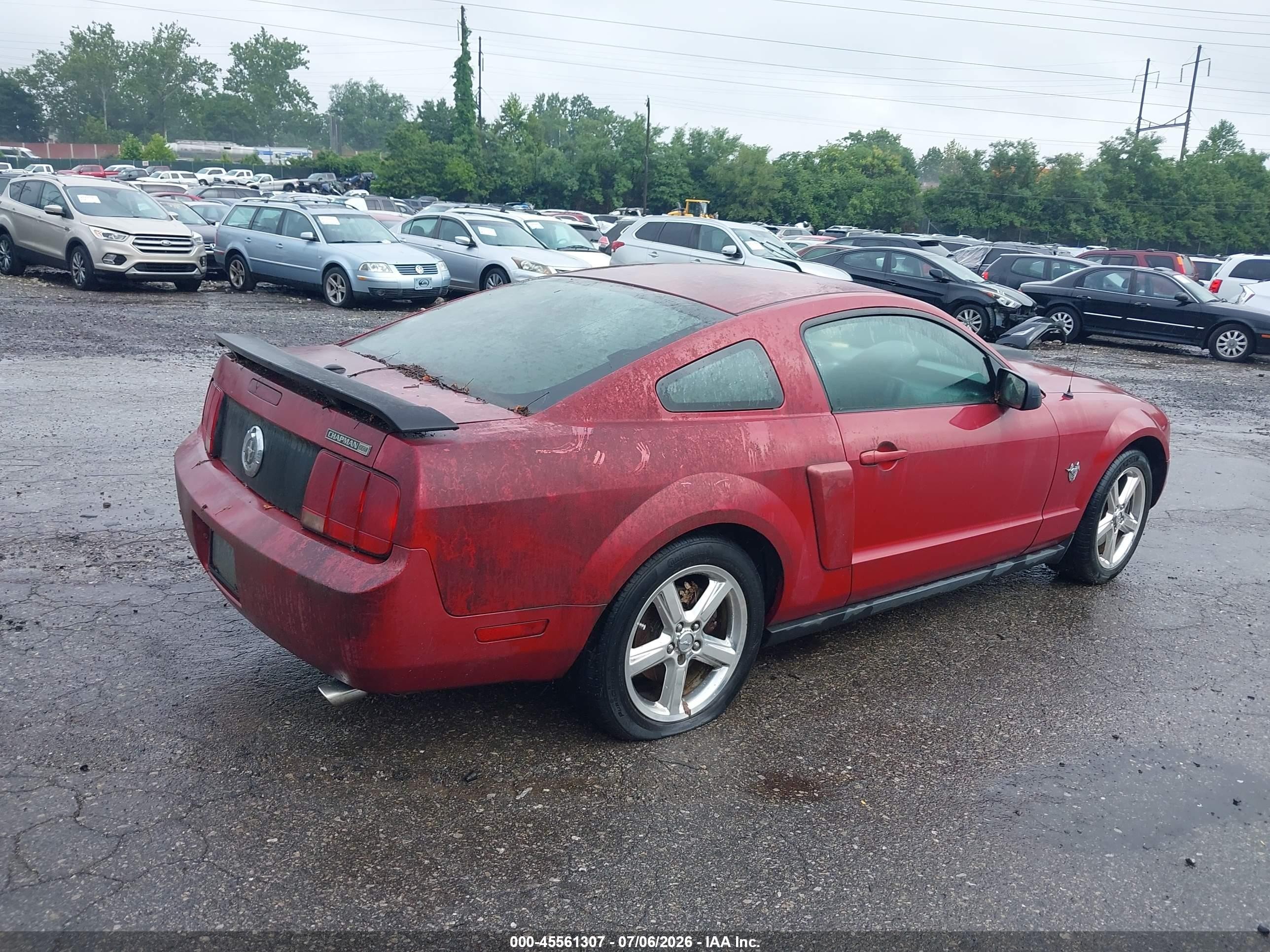 2009 Ford Mustang V6/v6 Premium Red vin: 1ZVHT80N195124652