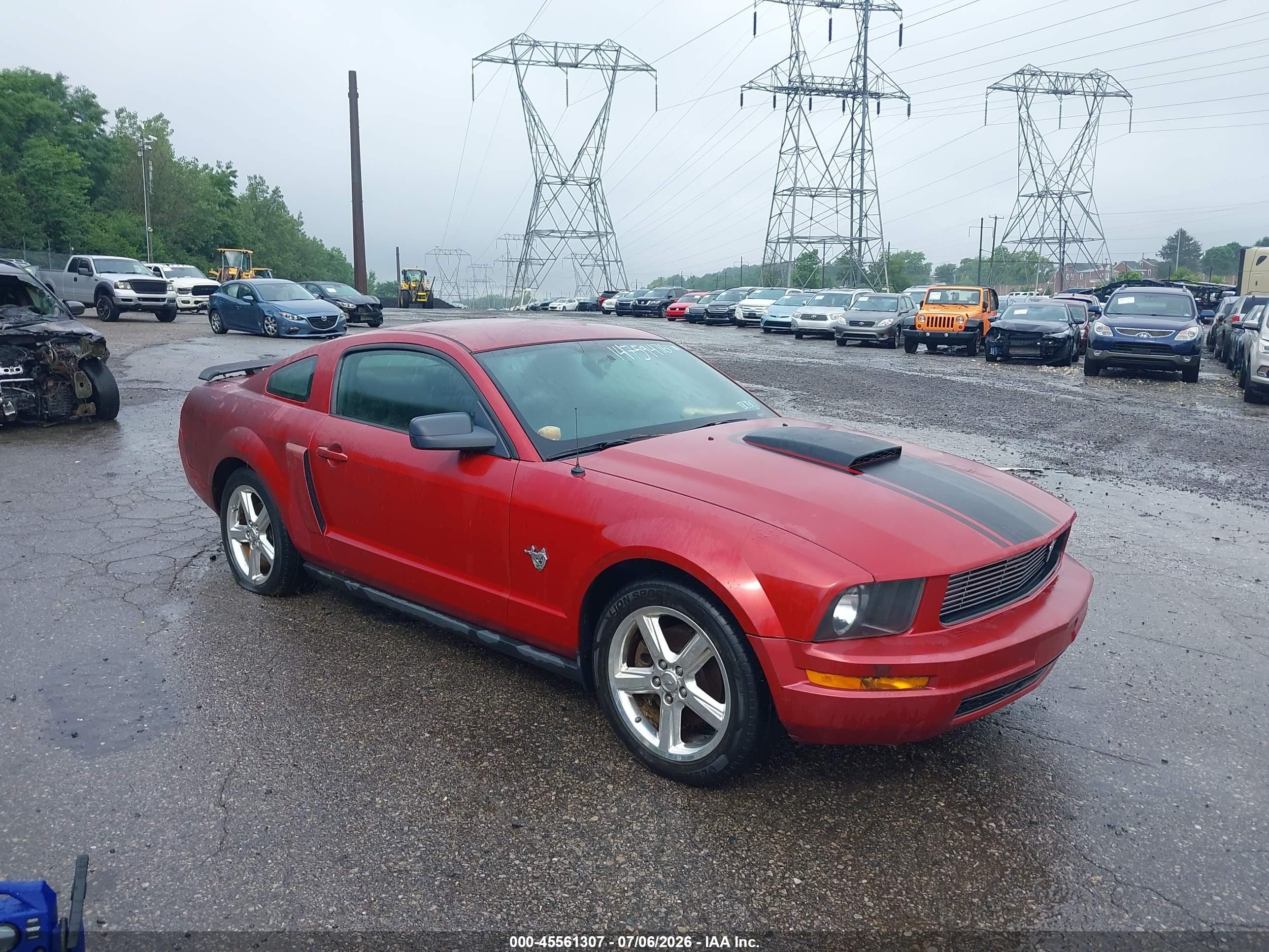 2009 Ford Mustang V6/v6 Premium Red vin: 1ZVHT80N195124652