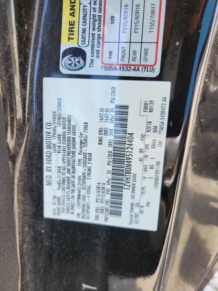 2009 Ford Mustang Black vin: 1ZVHT80N495124404