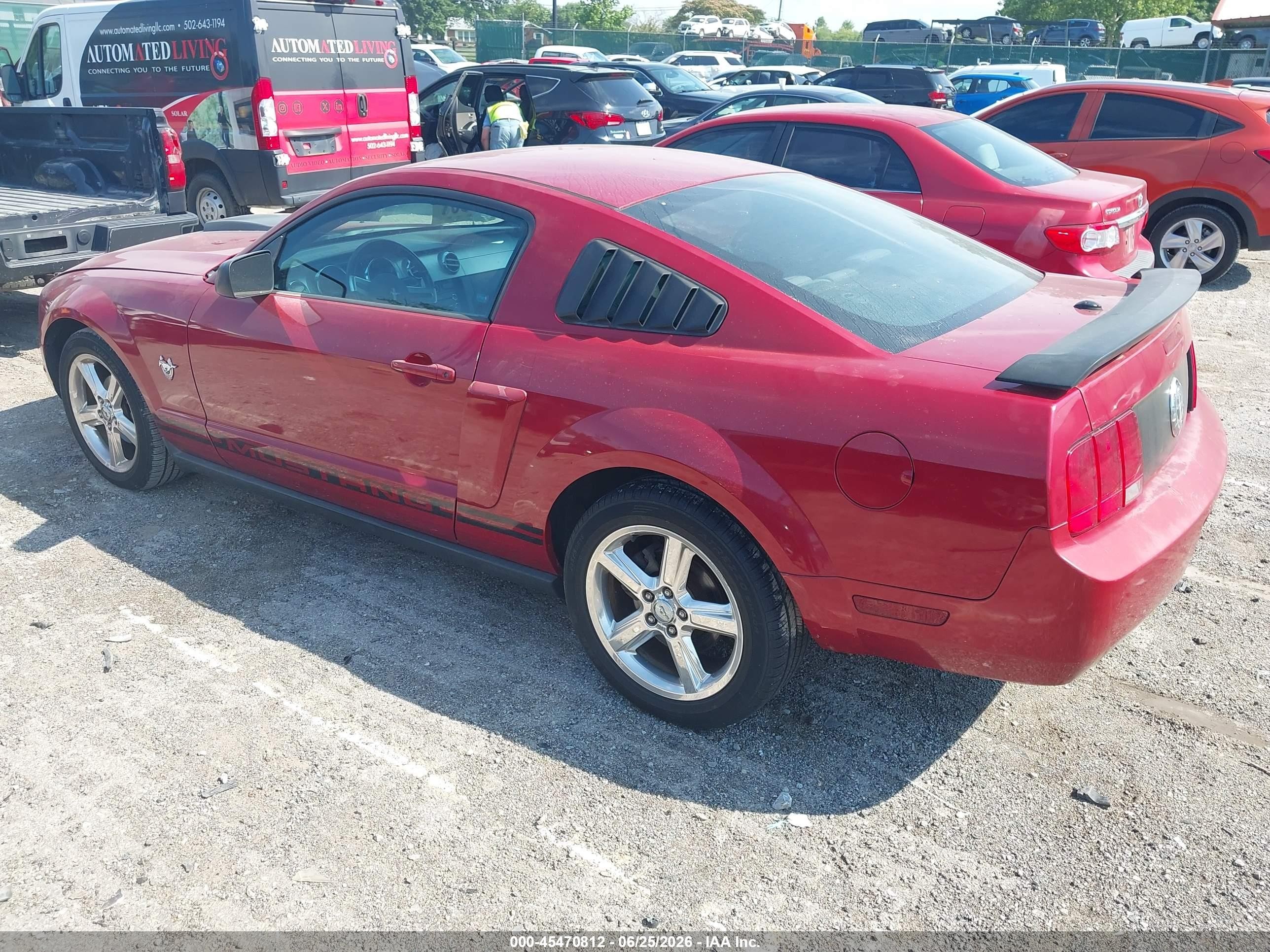 2009 Ford Mustang V6/v6 Premium Red vin: 1ZVHT80N695114408