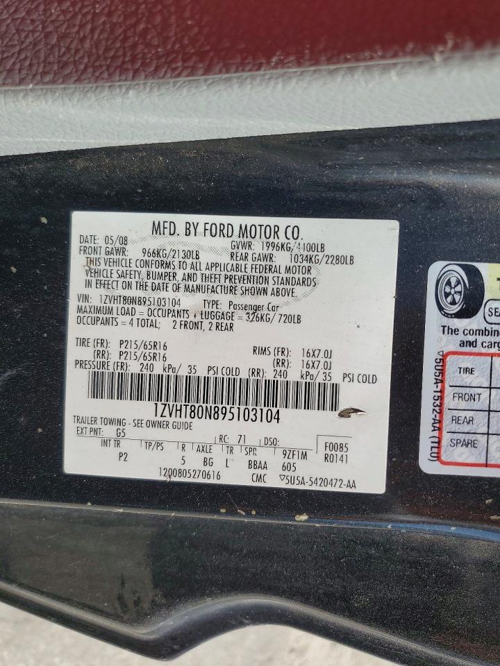 2009 Ford Mustang Charcoal vin: 1ZVHT80N895103104
