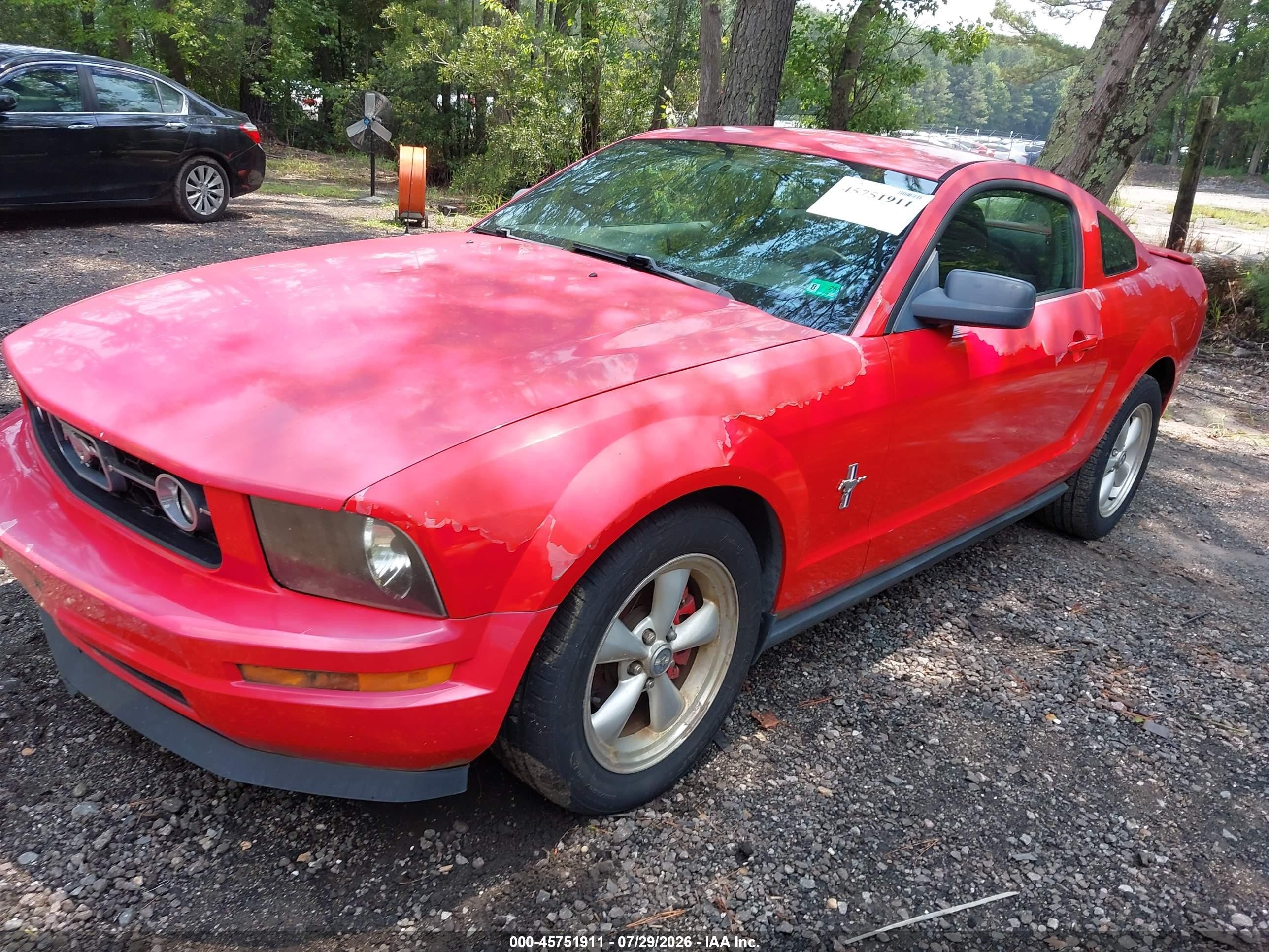 2007 Ford Mustang V6 Deluxe/v6 Premium Red vin: 1ZVHT80NX75259027