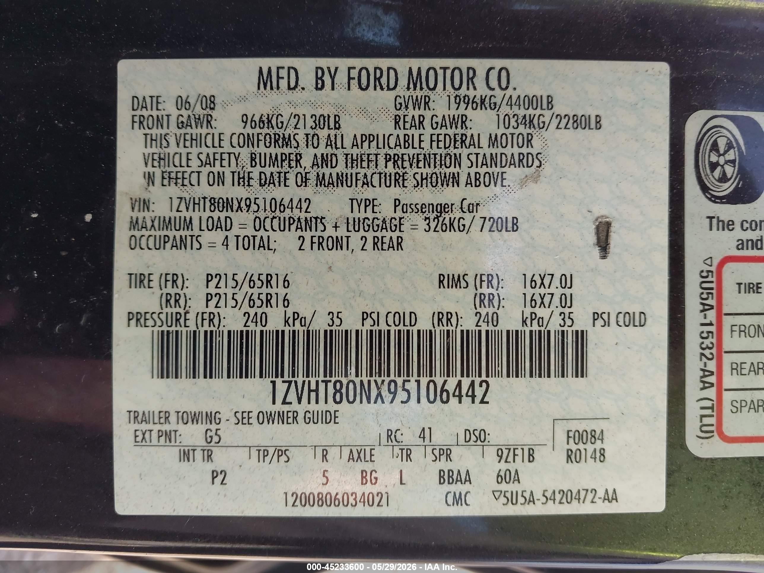 2009 Ford Mustang V6/v6 Premium Gray vin: 1ZVHT80NX95106442