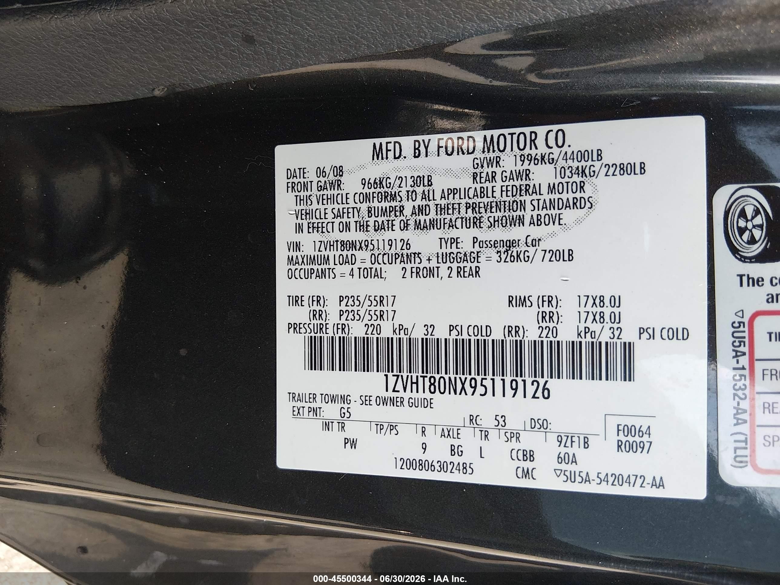 2009 Ford Mustang V6/v6 Premium Gray vin: 1ZVHT80NX95119126