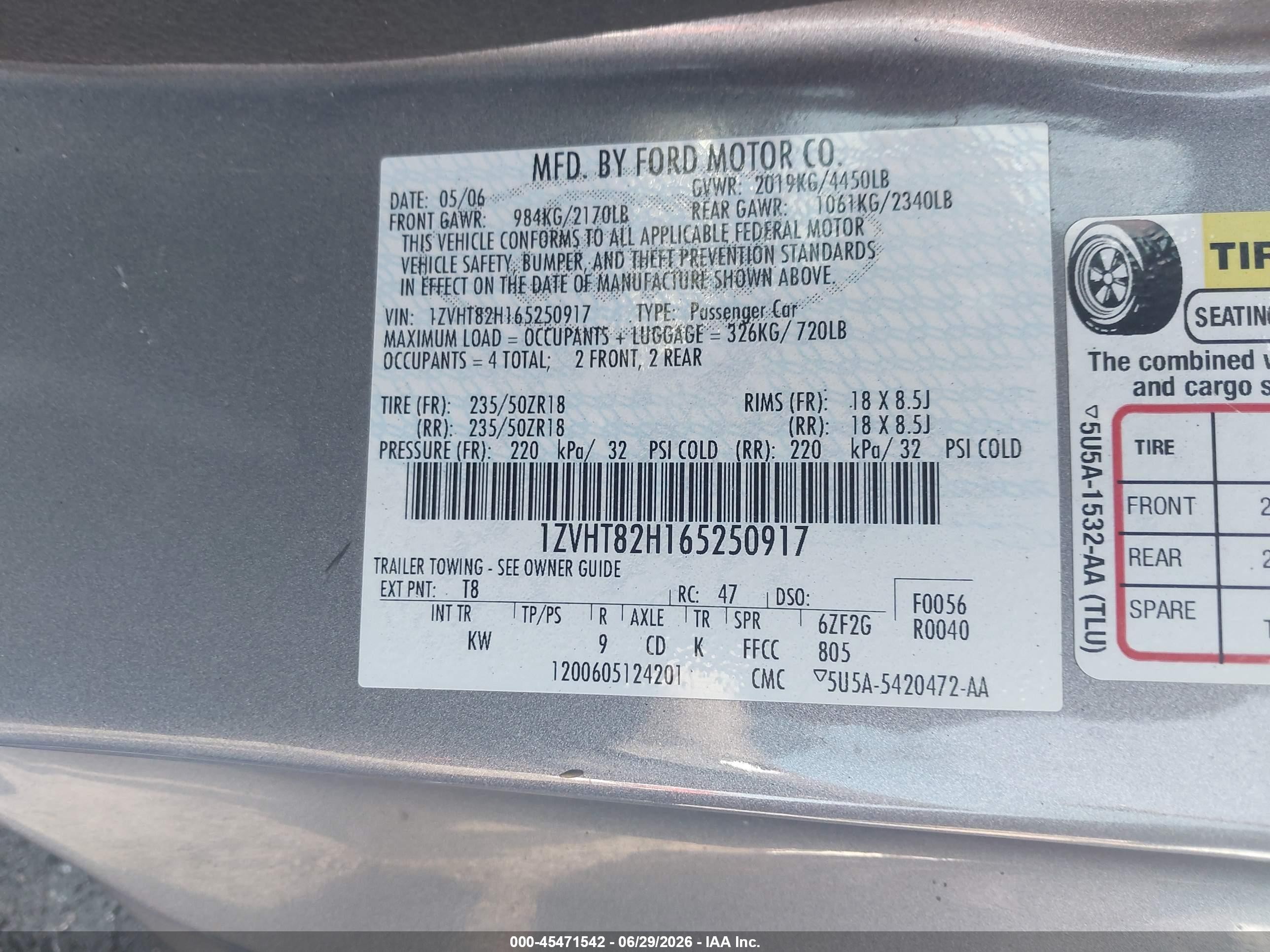 2006 Ford Mustang Gt Gray vin: 1ZVHT82H165250917