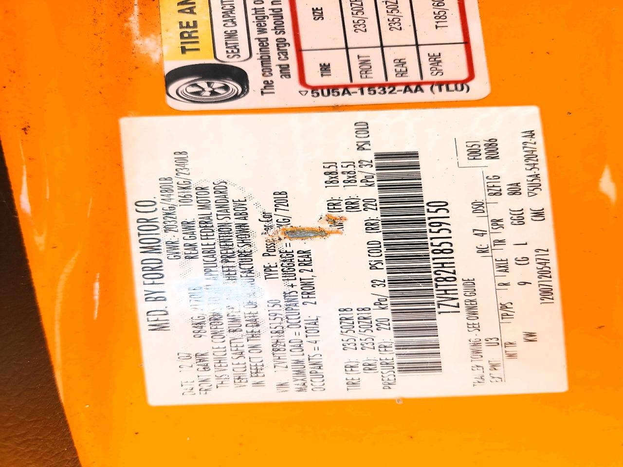 2008 Ford Mustang Gt Orange vin: 1ZVHT82H185159150
