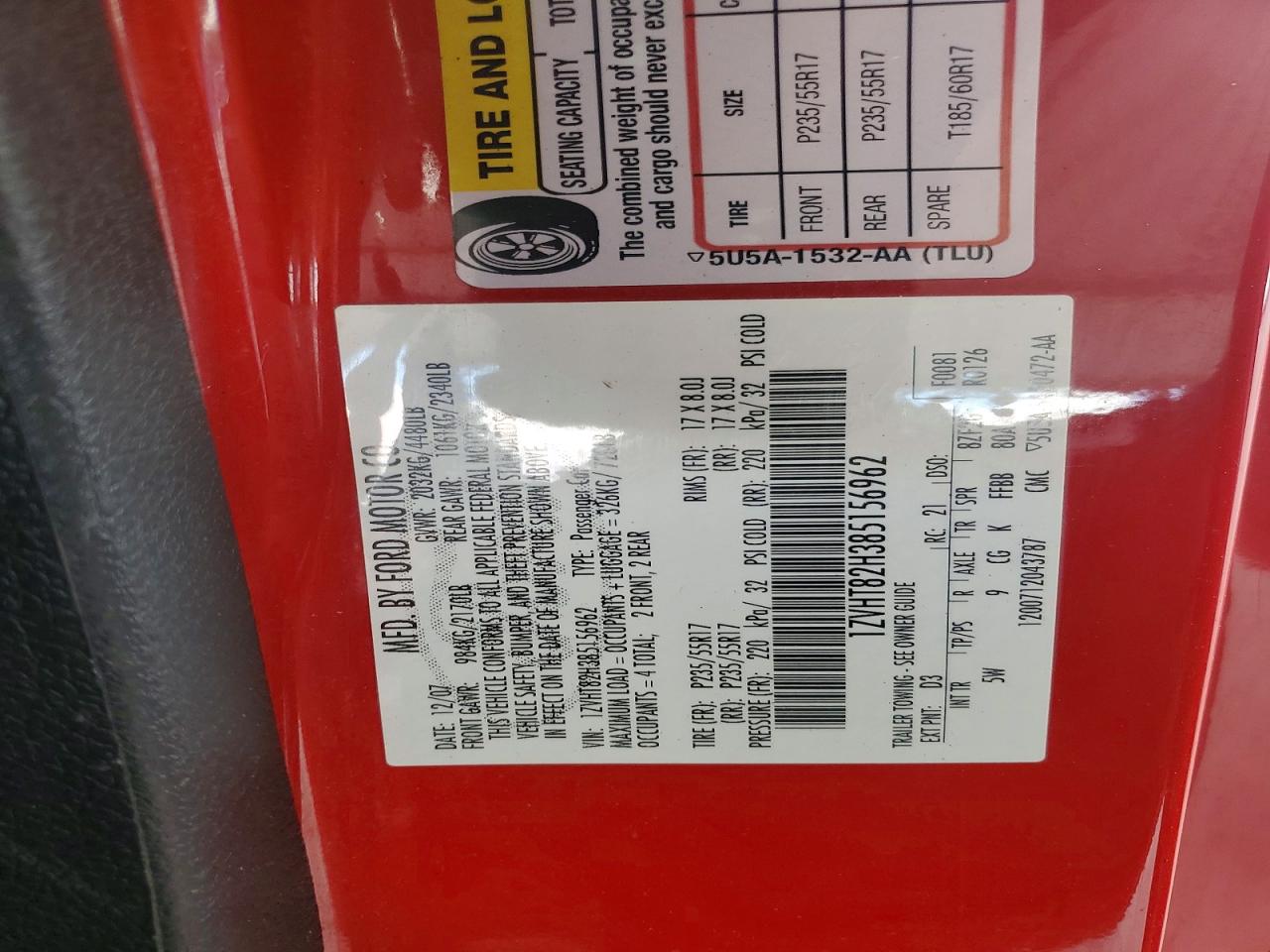 2008 Ford Mustang Gt Red vin: 1ZVHT82H385156962