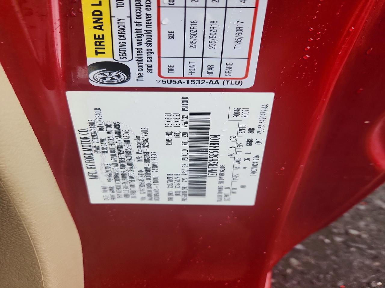 2008 Ford Mustang Gt Red vin: 1ZVHT82H585148104