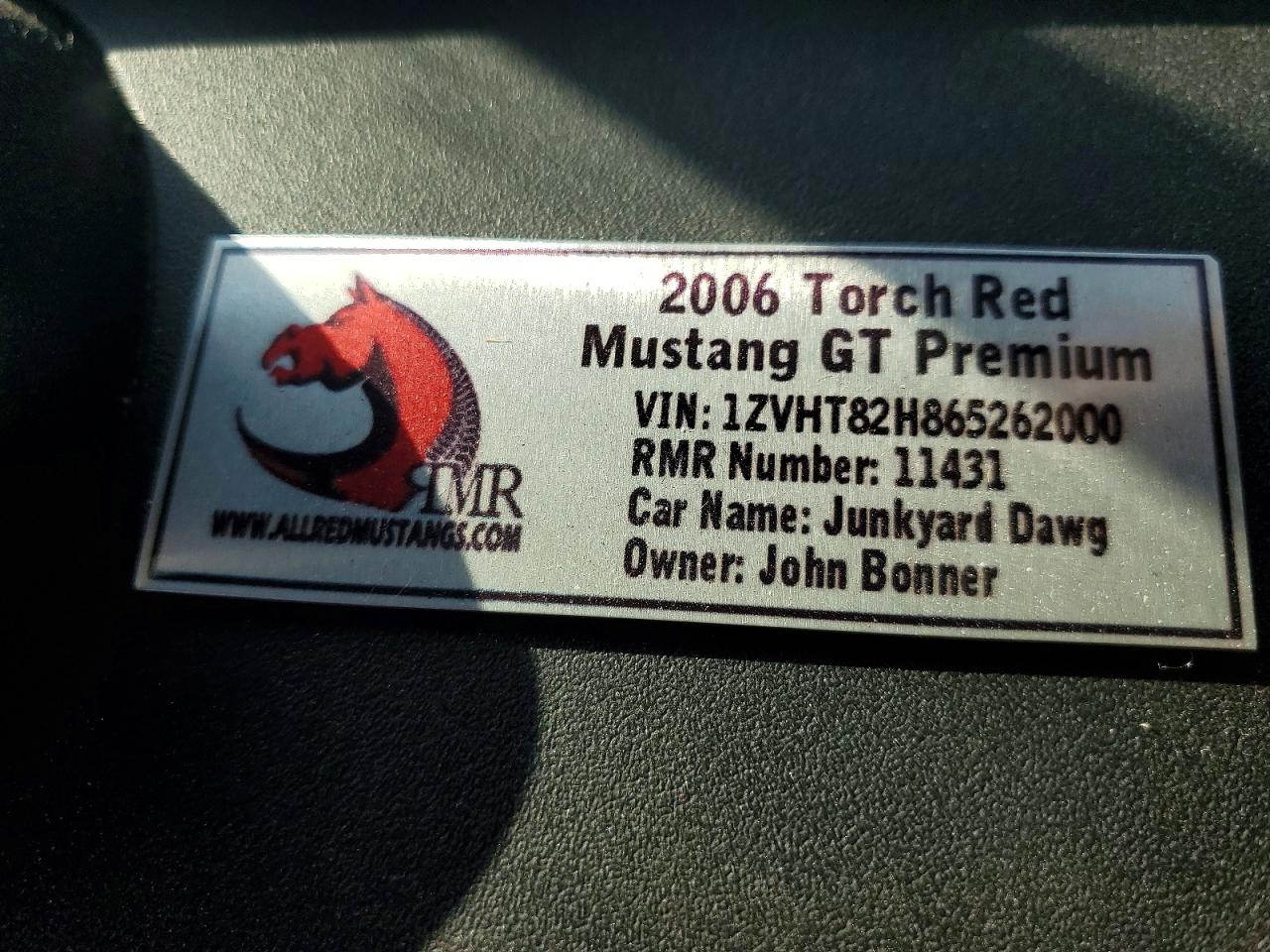 2006 Ford Mustang Gt Red vin: 1ZVHT82H865262000