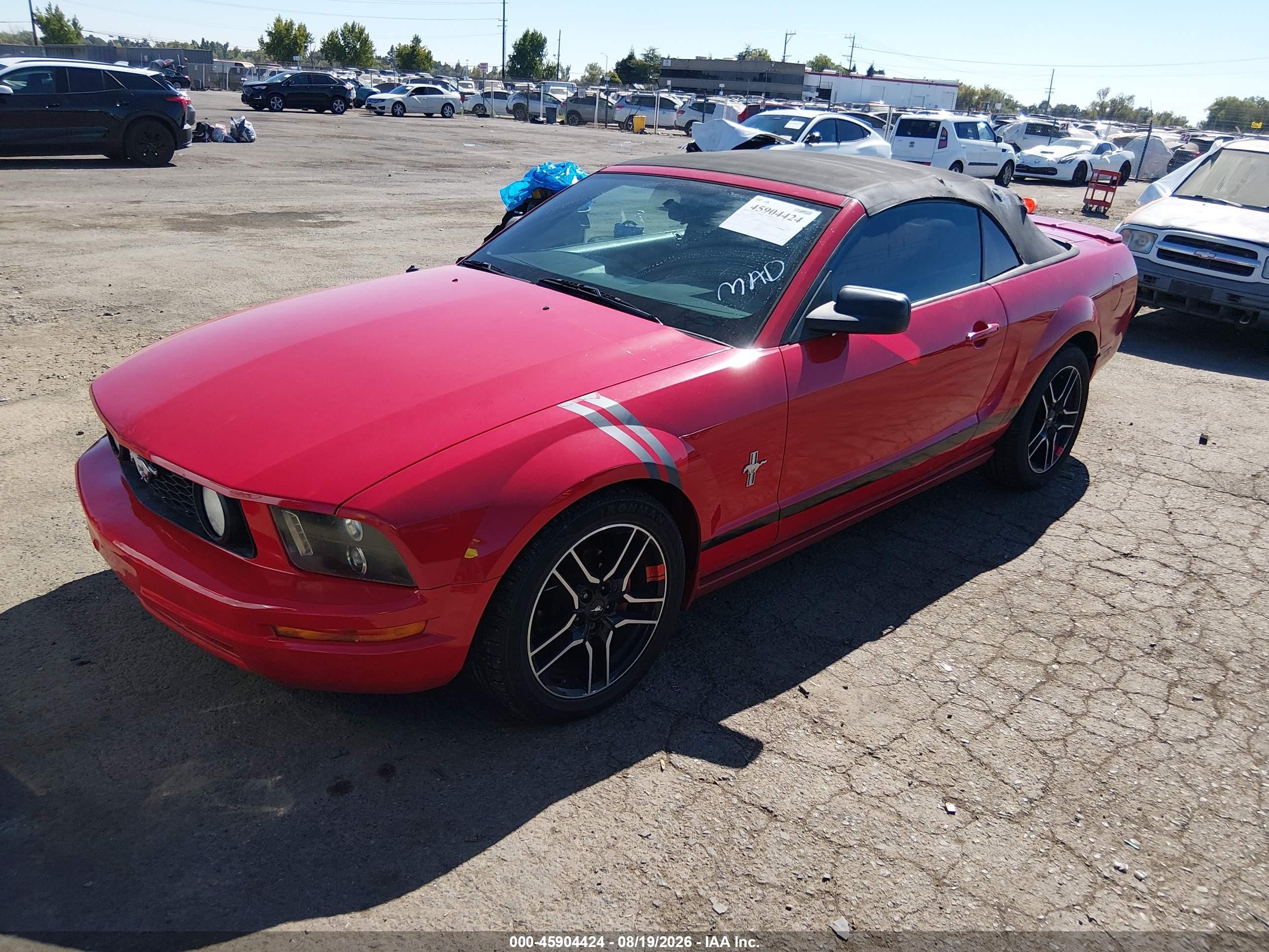 2007 Ford Mustang V6 Deluxe/v6 Premium Red vin: 1ZVHT84N475335044