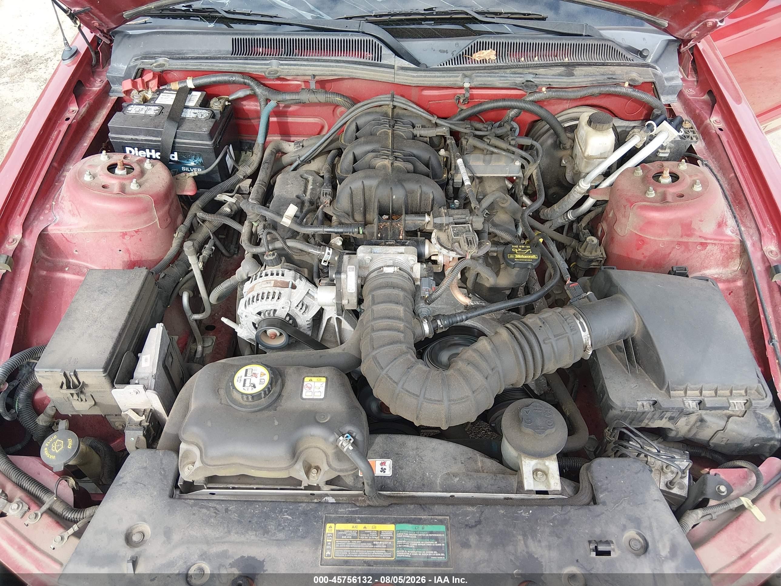 2009 Ford Mustang V6/v6 Premium Red vin: 1ZVHT84N495125045