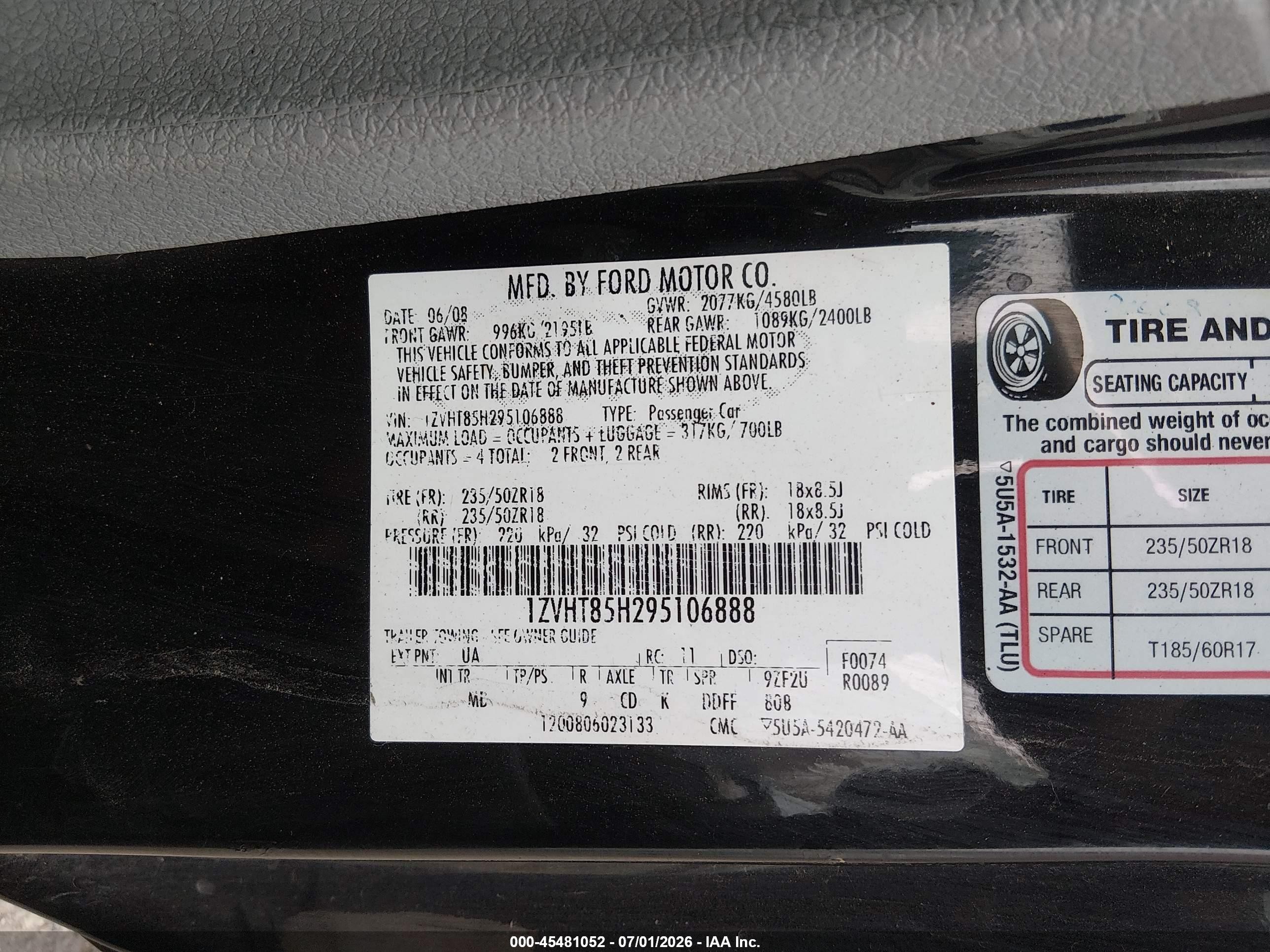 2009 Ford Mustang Gt/gt Premium Black vin: 1ZVHT85H295106888