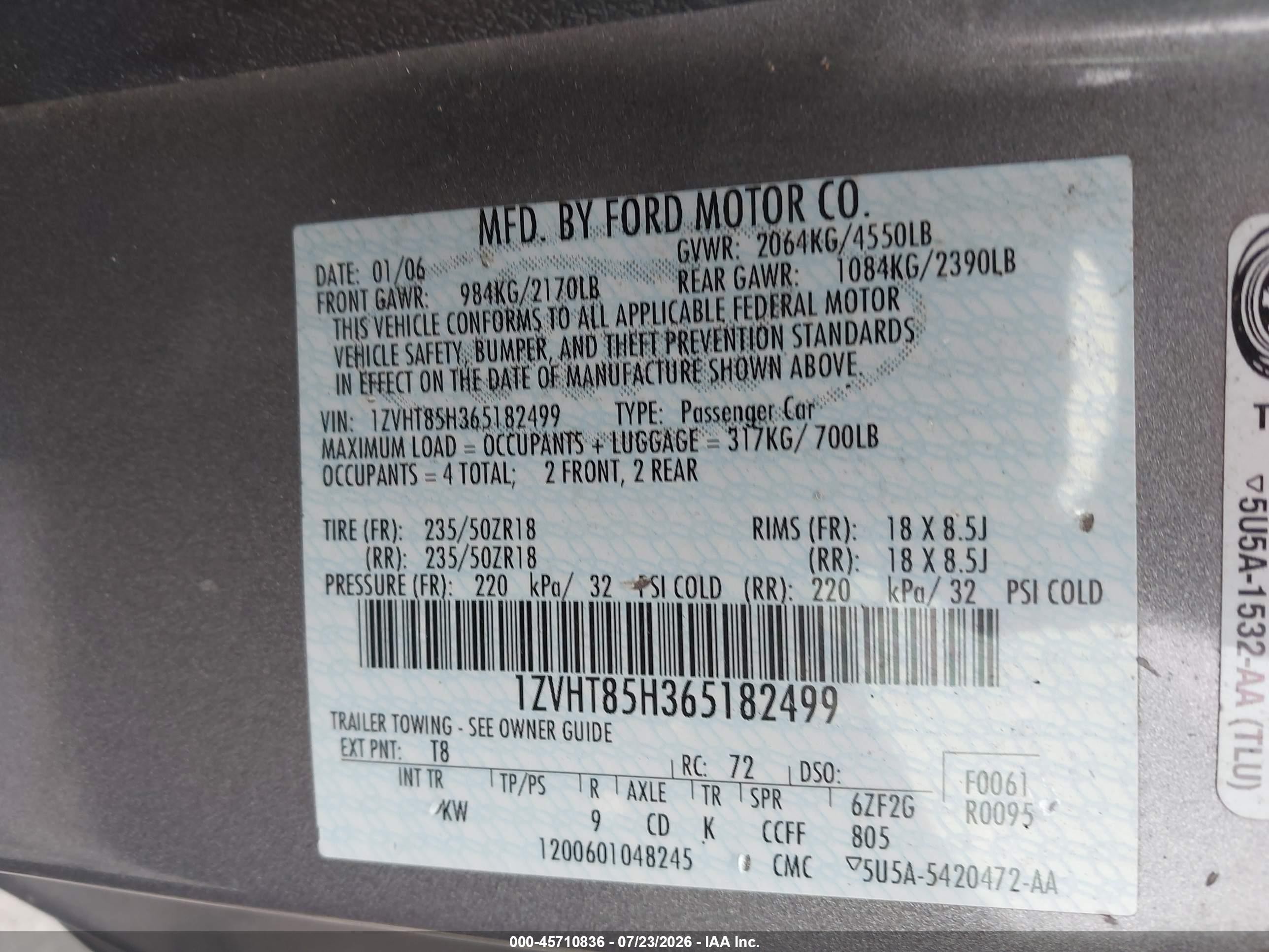 2006 Ford Mustang Gt Gray vin: 1ZVHT85H365182499