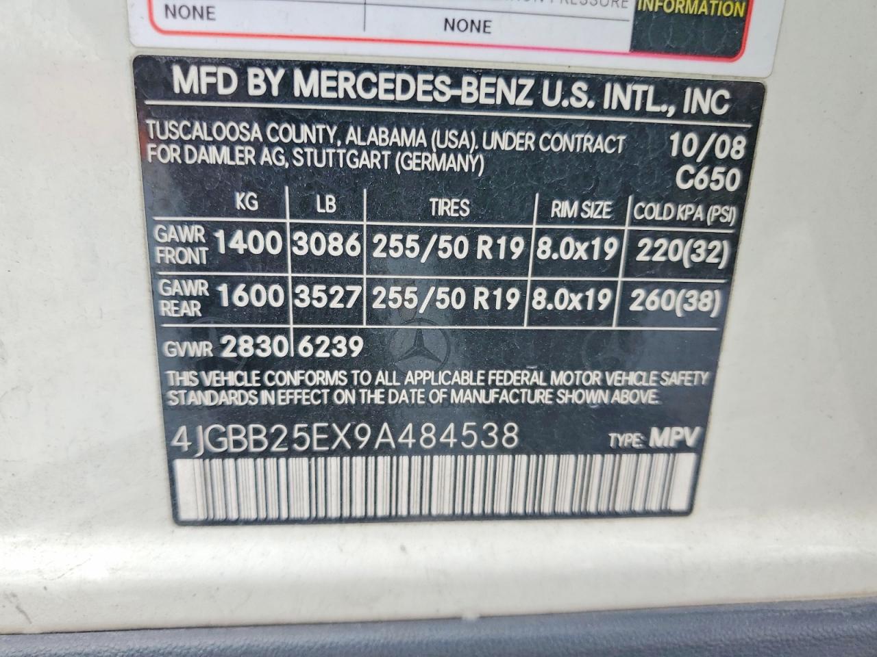 2009 Mercedes-benz Ml White vin: 4JGBB25EX9A484538