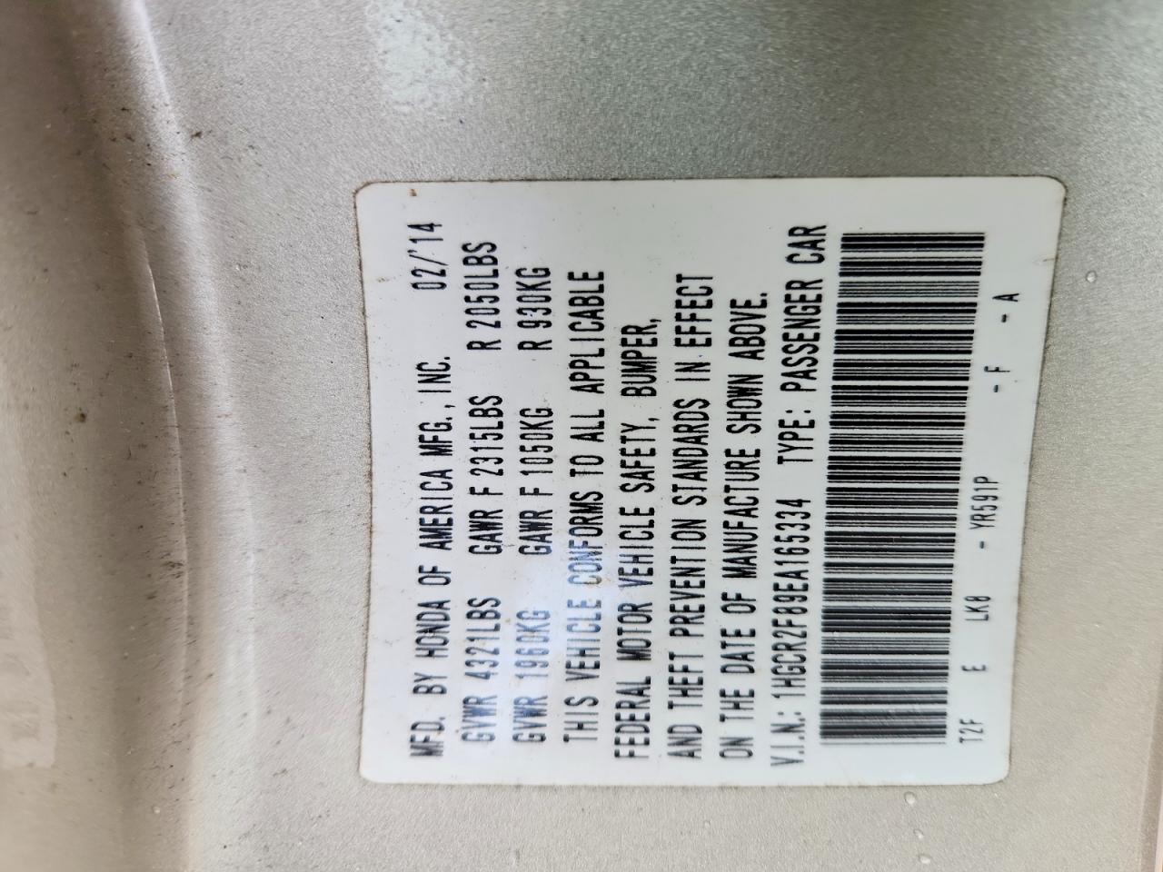 2014 Honda Accord Exl Gold vin: 1HGCR2F89EA165334