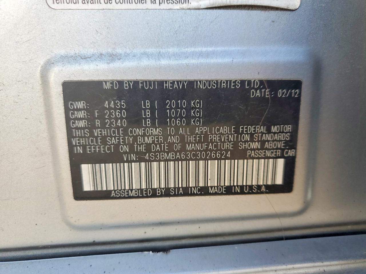 2012 Subaru Legacy 2.5i Silver vin: 4S3BMBA63C3026624