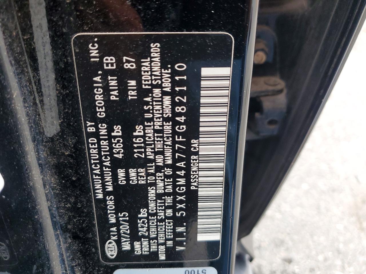 2015 Kia Optima Lx Черный vin: 5XXGM4A77FG482110