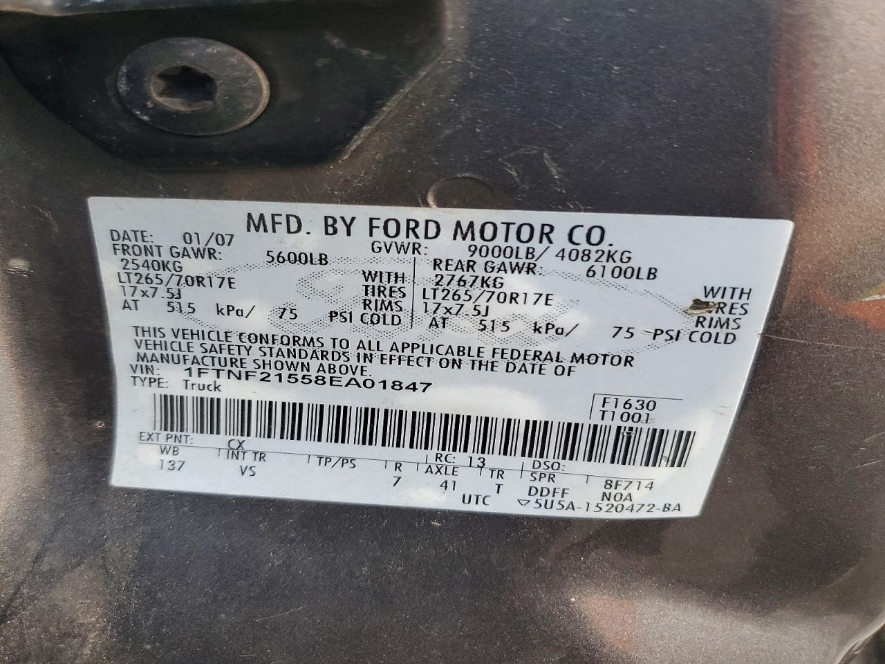 2008 Ford F250 Super Duty Gray vin: 1FTNF21558EA01847