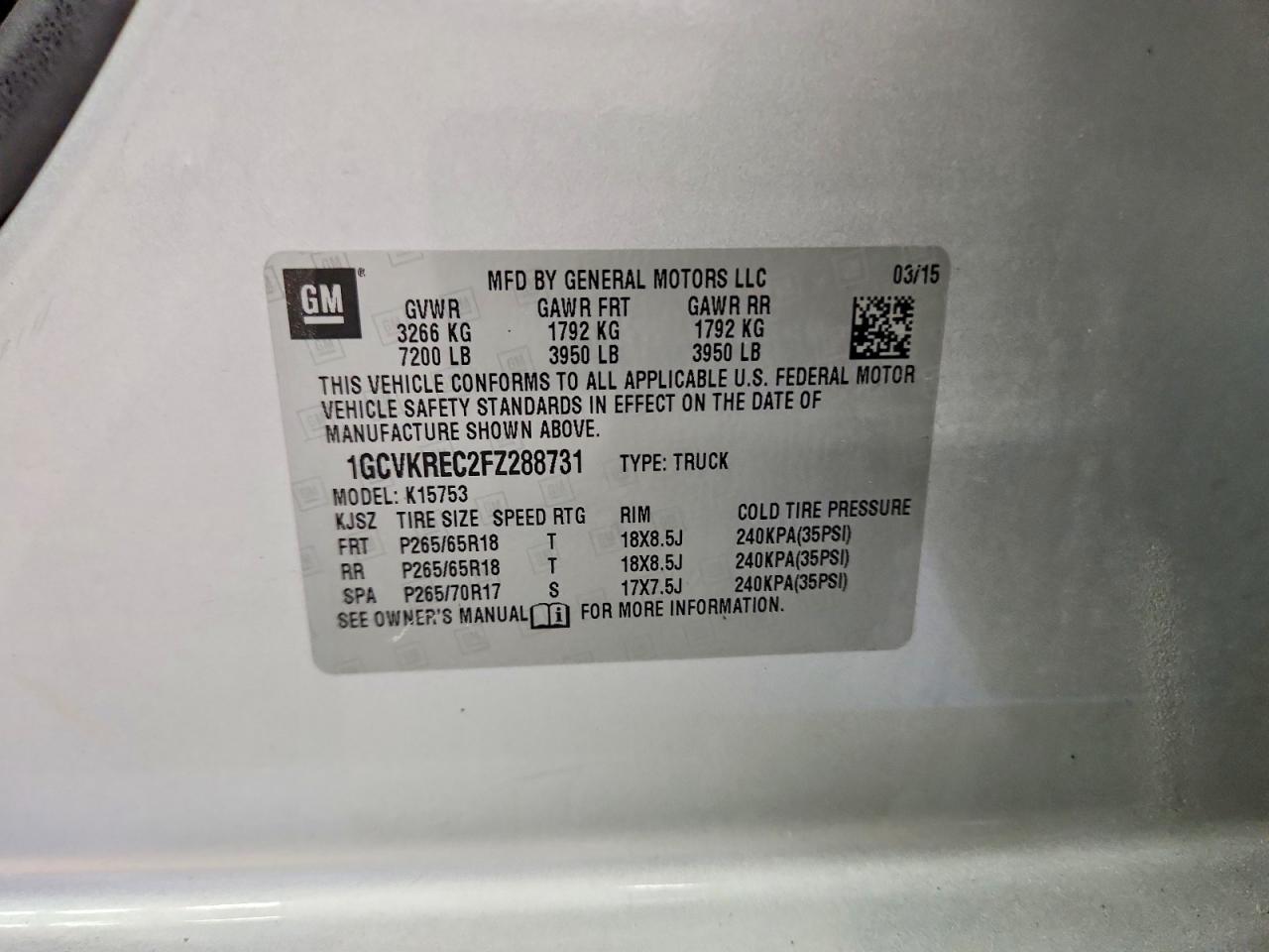 2015 Chevrolet Silverado K1500 Lt Серебряный vin: 1GCVKREC2FZ288731