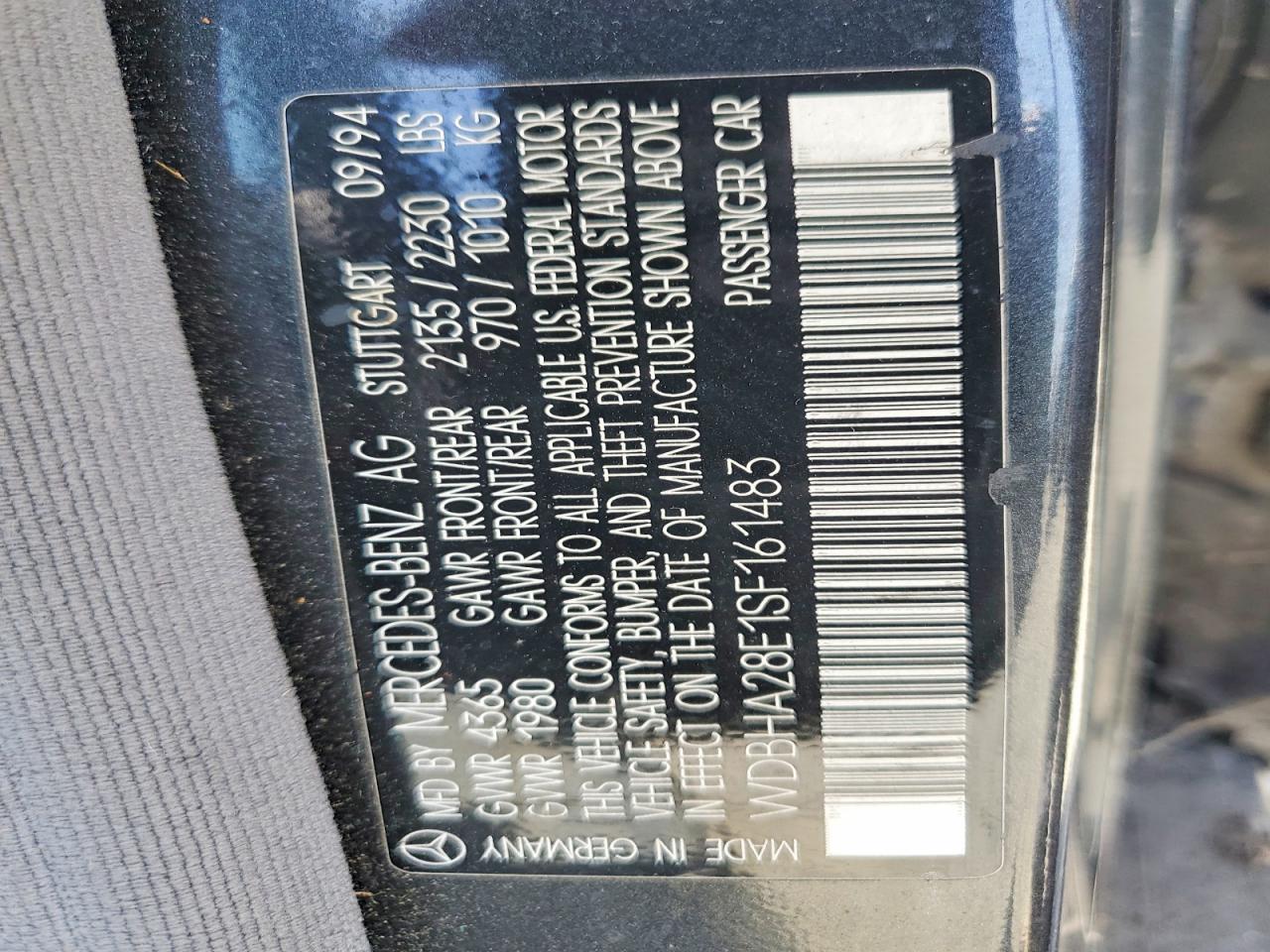 1995 Mercedes-benz C 280 Gray vin: WDBHA28E1SF161483