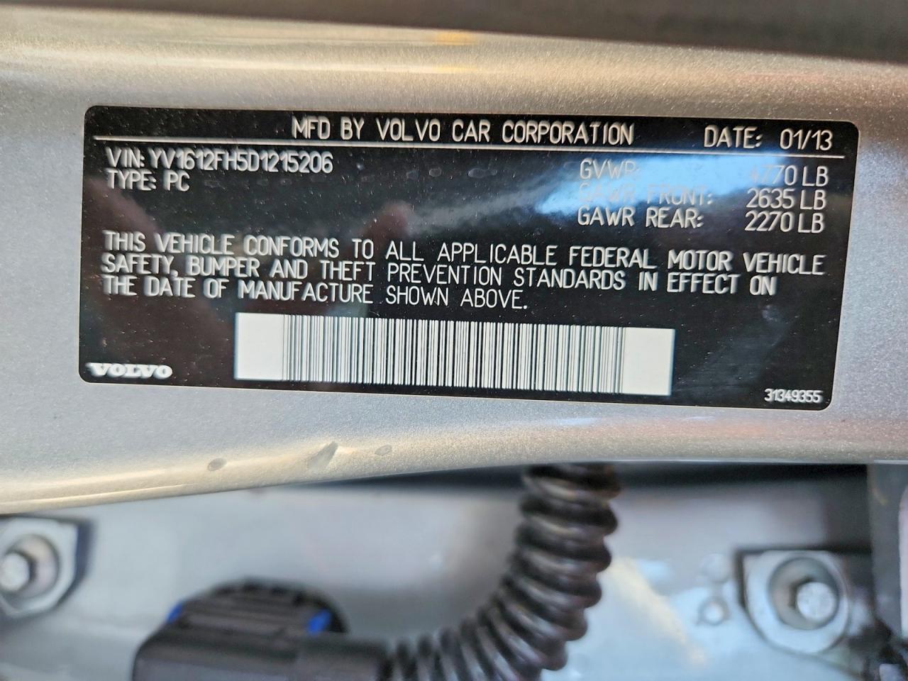 2013 Volvo S60 T5 Silver vin: YV1612FH5D1215206