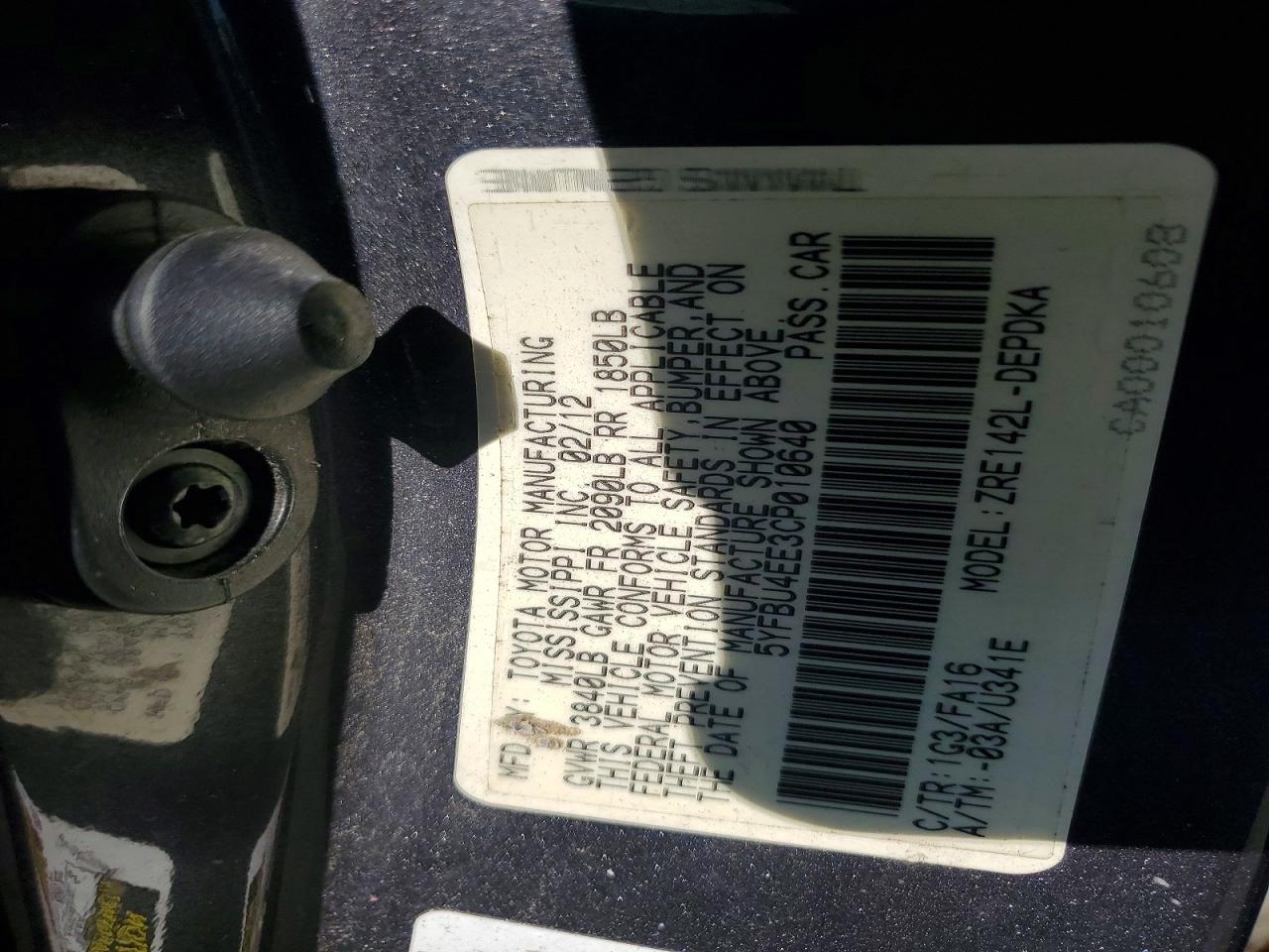 2012 Toyota Corolla L Gray vin: 5YFBU4EE3CP010640