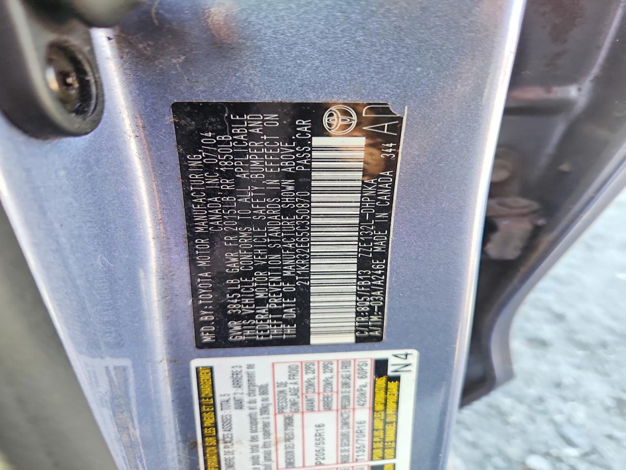 2005 Toyota Matrix Xr Blue vin: 2T1KR32E65C350870