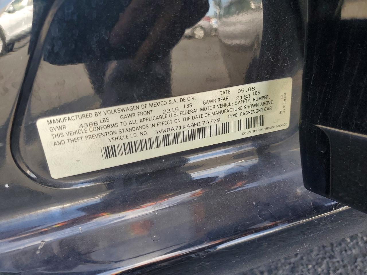 2008 Volkswagen Jetta Wolfsburg Black vin: 3VWRA71K48M173779