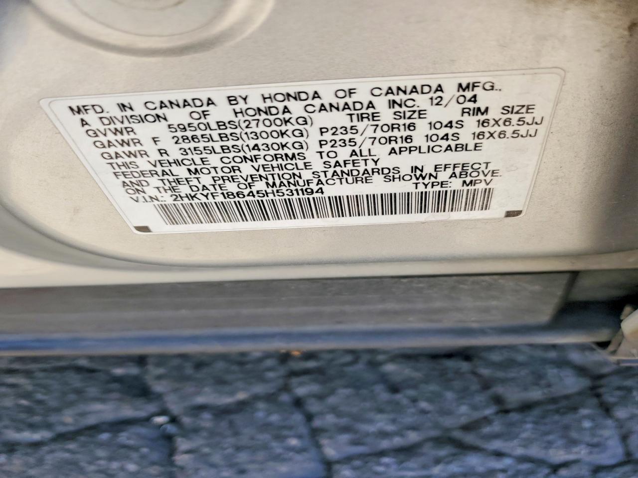 2005 Honda Pilot Exl Серебряный vin: 2HKYF18645H531194