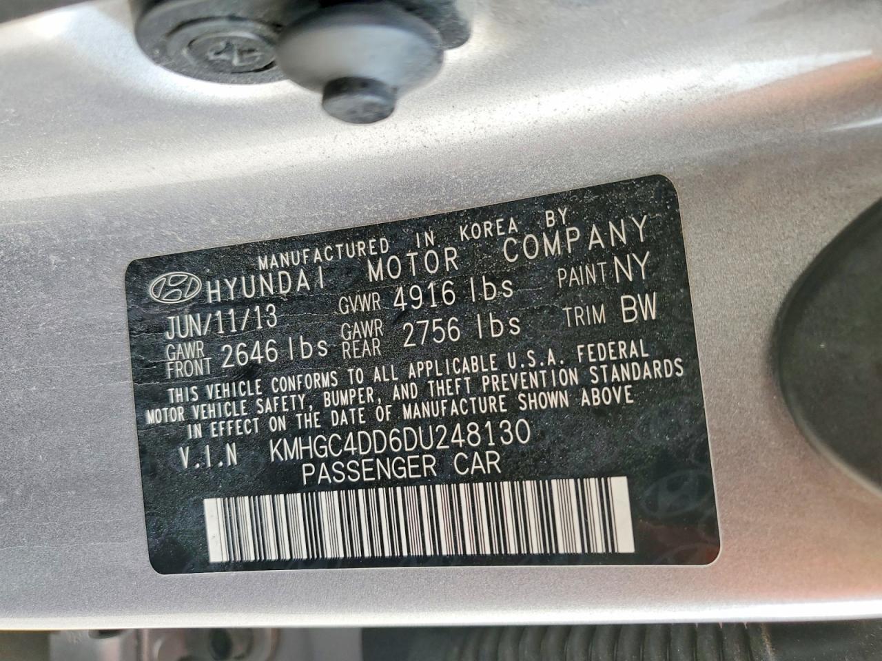 2013 Hyundai Genesis 3.8l Gray vin: KMHGC4DD6DU248130