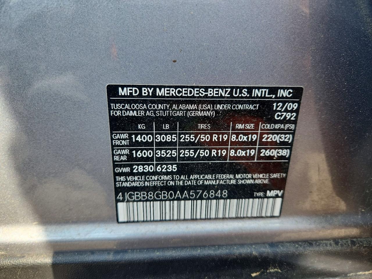 2010 Mercedes-benz Ml 350 4matic Серебряный vin: 4JGBB8GB0AA576848