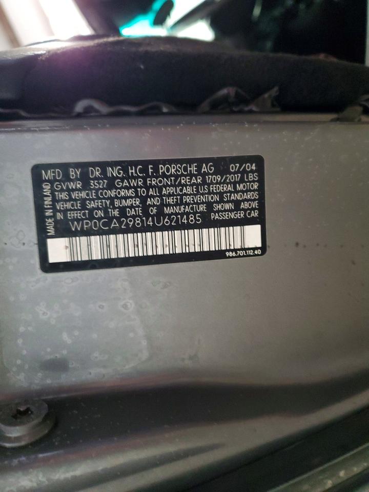 2004 Porsche Boxster Серебряный vin: WP0CA29814U621485