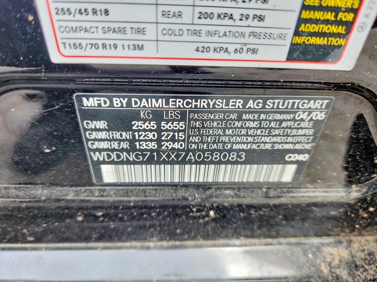 2007 Mercedes-benz S 550 Black vin: WDDNG71XX7A058083
