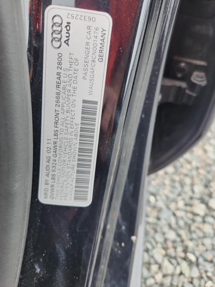 2012 Audi A7 Prestige Black vin: WAUSGAFC8CN001476